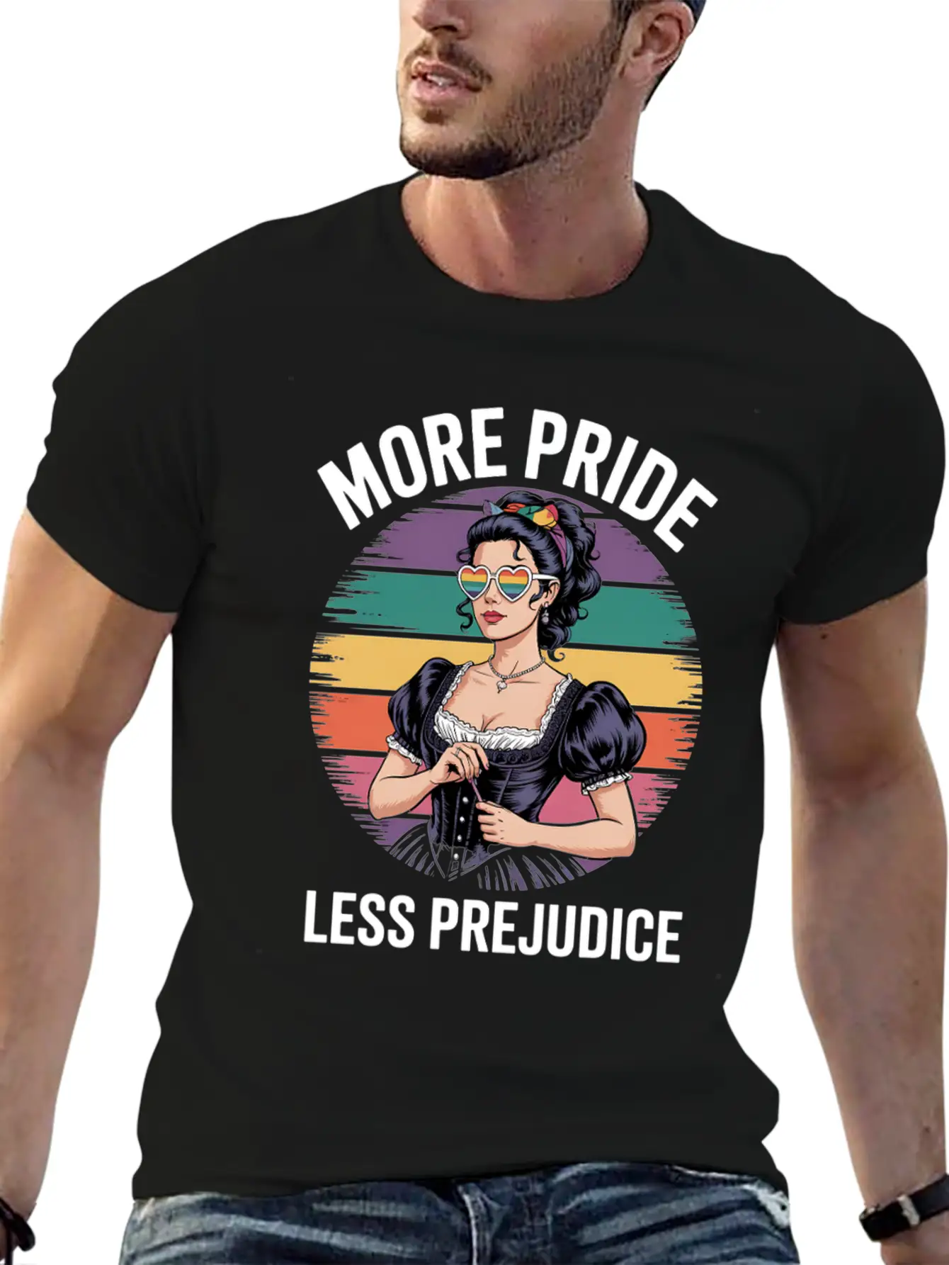 More Pride Less Prejudice LGBTQ Pride Ally Rainbow Unisex Casual T-Shirt – Clean Design For Daily Comfort