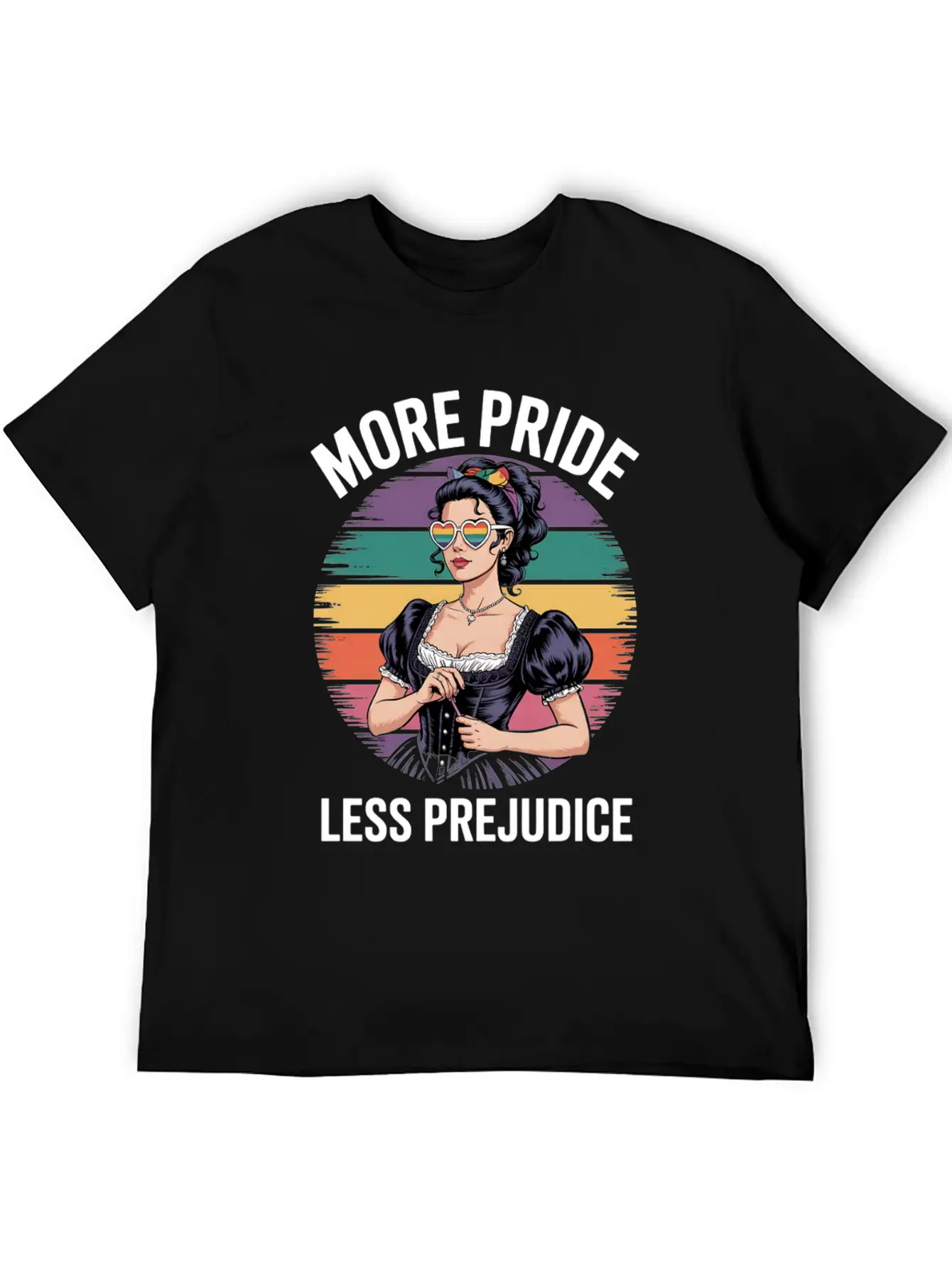 More Pride Less Prejudice LGBTQ Pride Ally Rainbow Unisex Casual T-Shirt – Clean Design For Daily Comfort