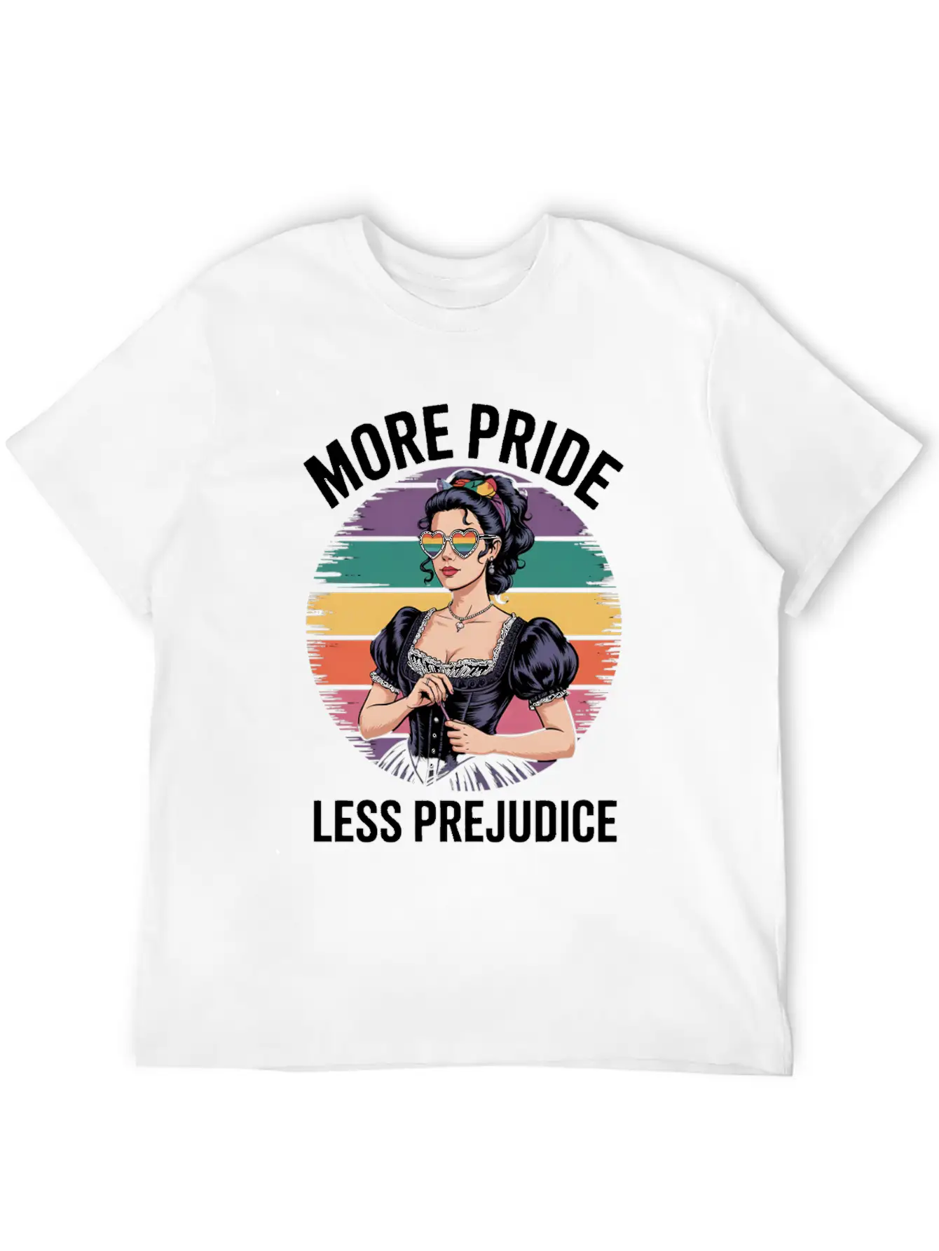 More Pride Less Prejudice LGBTQ Pride Ally Rainbow Unisex Casual T-Shirt – Clean Design For Daily Comfort