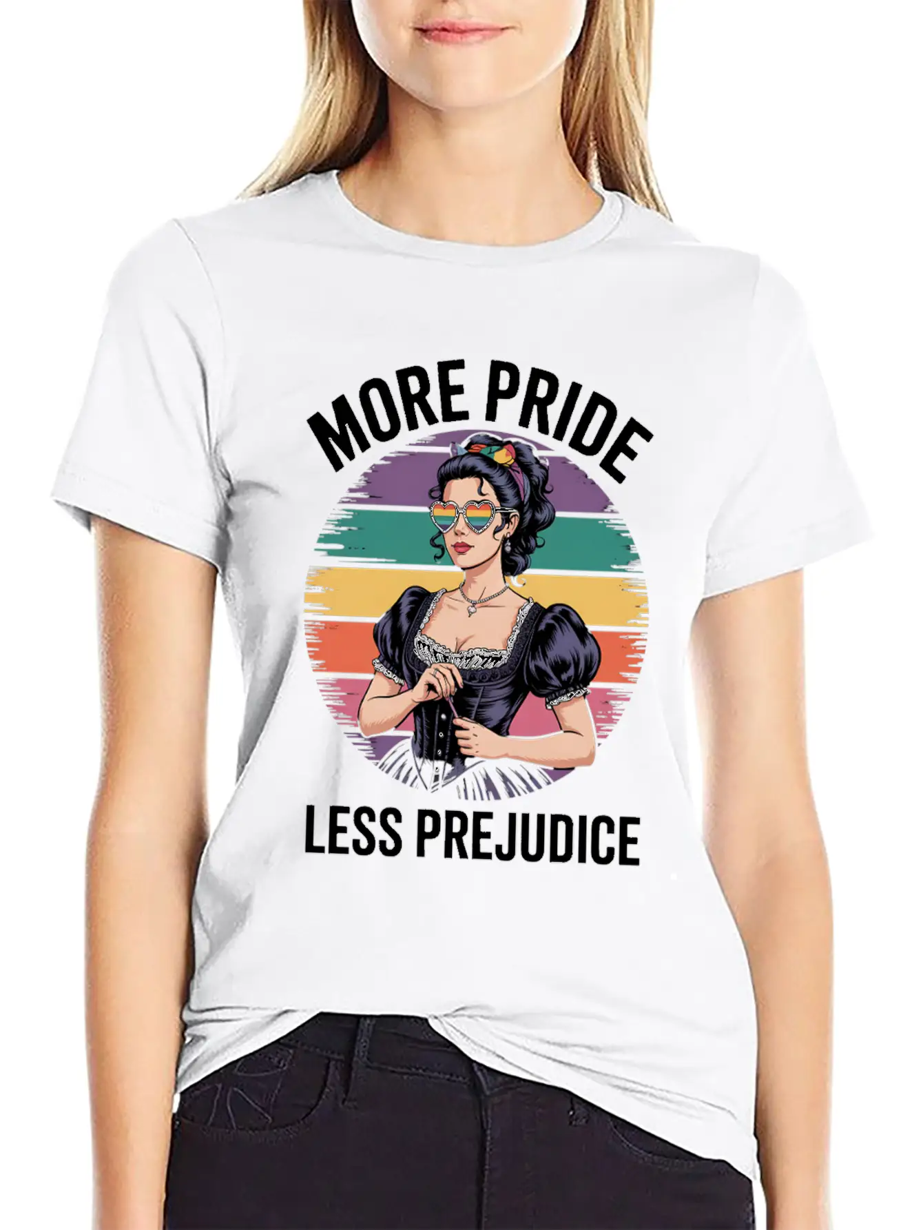 More Pride Less Prejudice LGBTQ Pride Ally Rainbow Unisex Casual T-Shirt – Clean Design For Daily Comfort