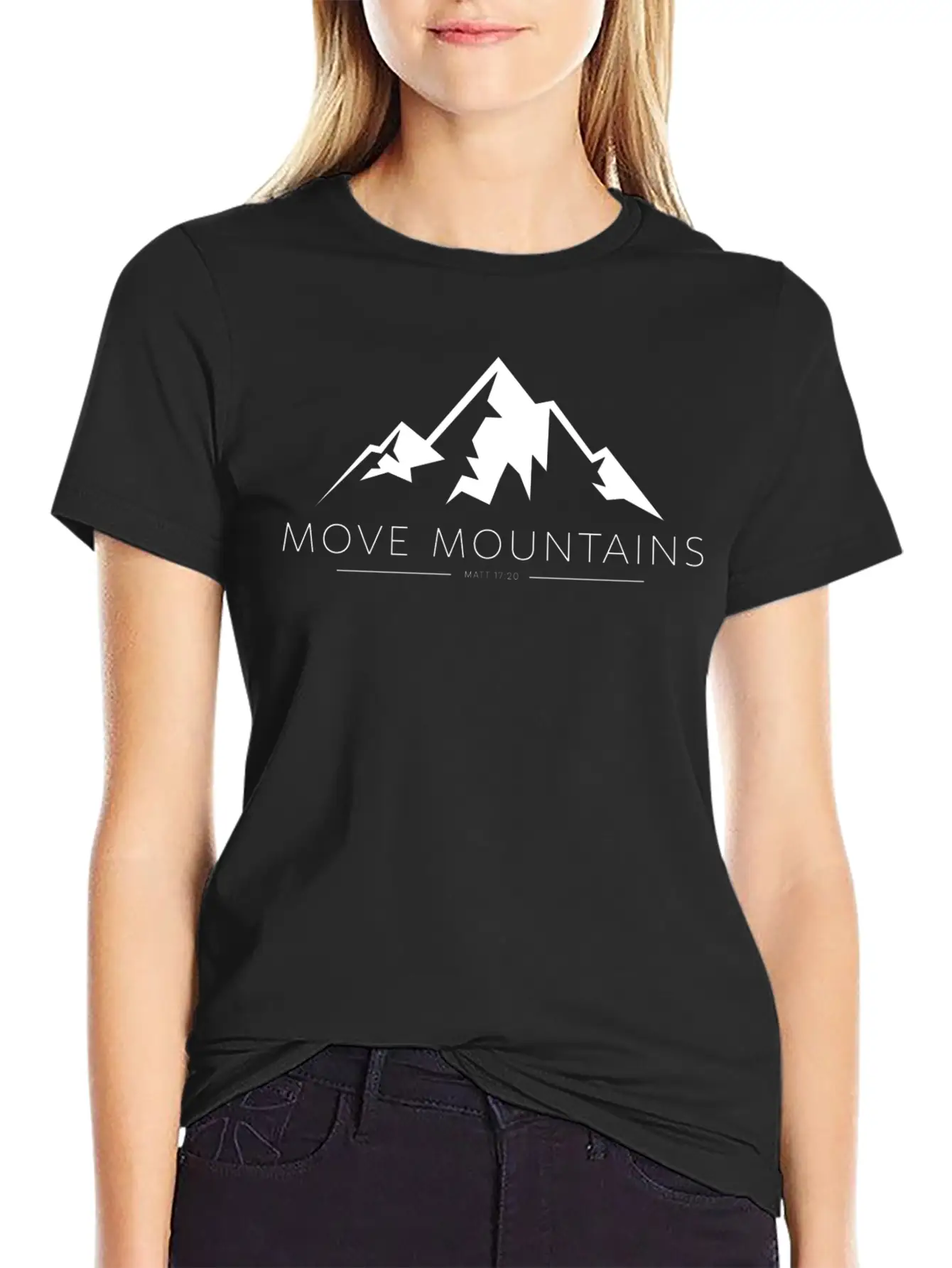 Move Mountains - White Print Unisex Casual T-Shirt – Clean Design For Daily Comfort