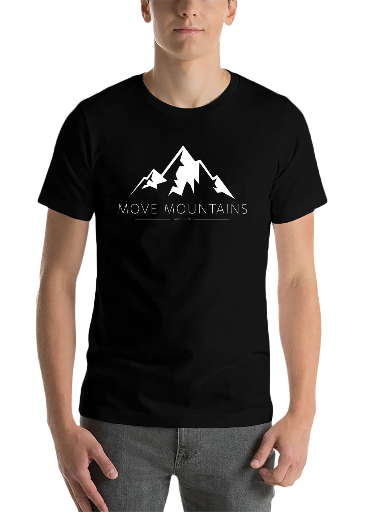 Move Mountains - White Print Unisex Casual T-Shirt – Clean Design For Daily Comfort