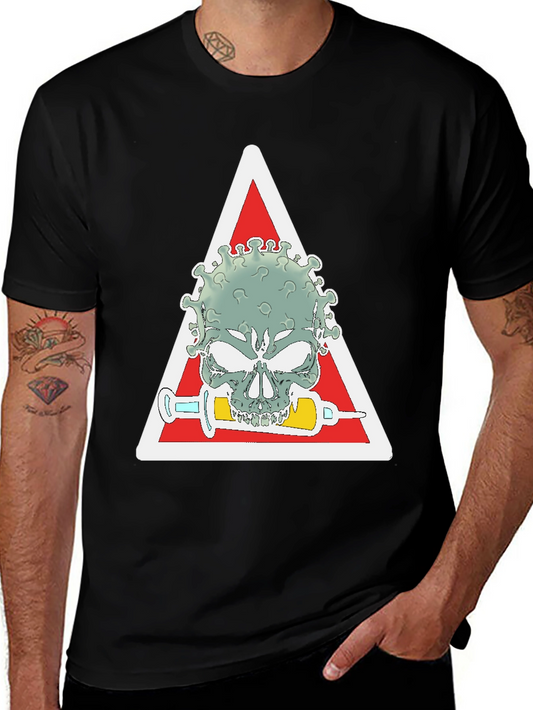 Edgy Corona Virus Skull T-Shirt - Vaccine Protection