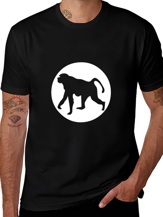Monkey Silhouette Tee - Classic Black Cotton Shirt