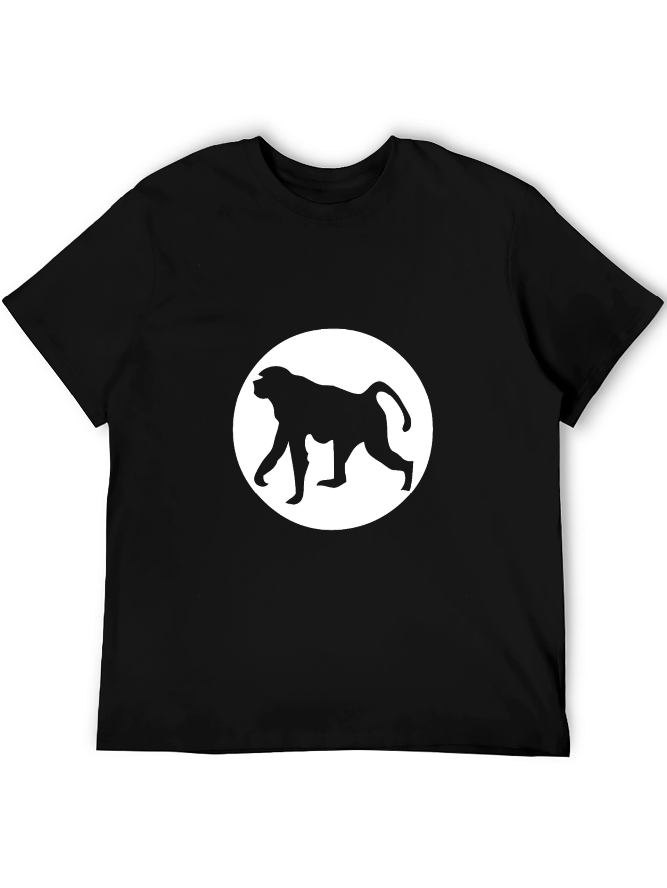 Monkey Silhouette Tee - Classic Black Cotton Shirt