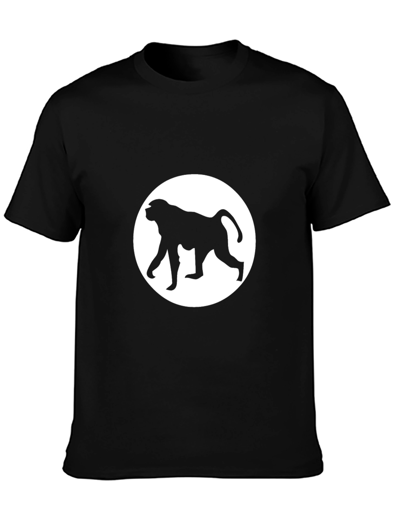 Monkey Silhouette Tee - Classic Black Cotton Shirt