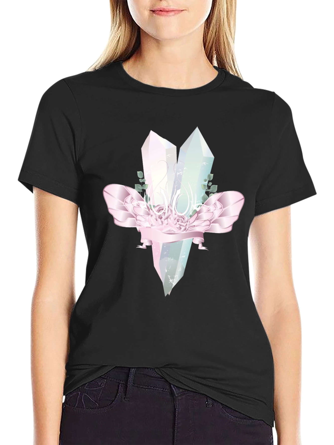 Crystal Gemstone Graphic Tee - Black