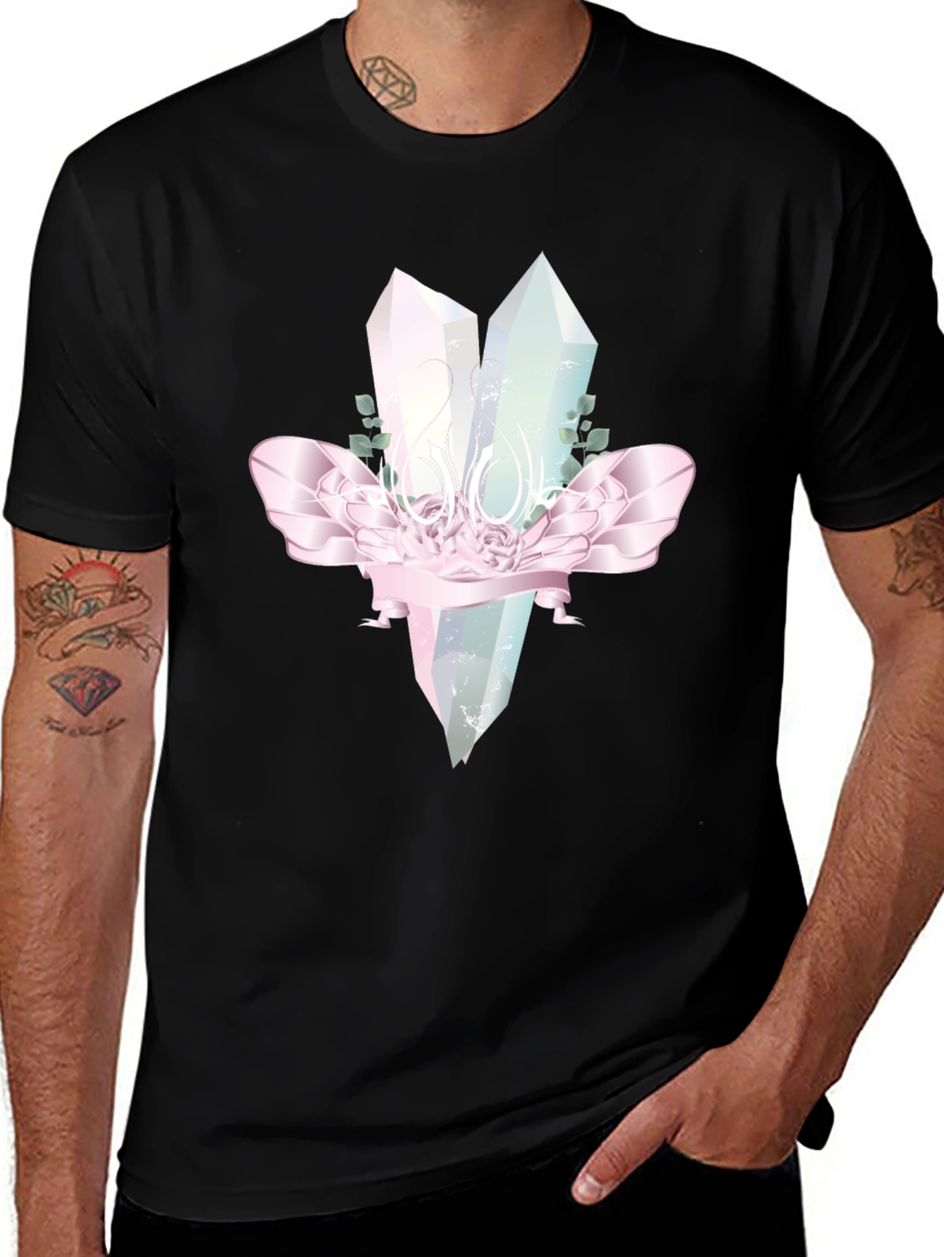 Crystal Gemstone Graphic Tee - Black
