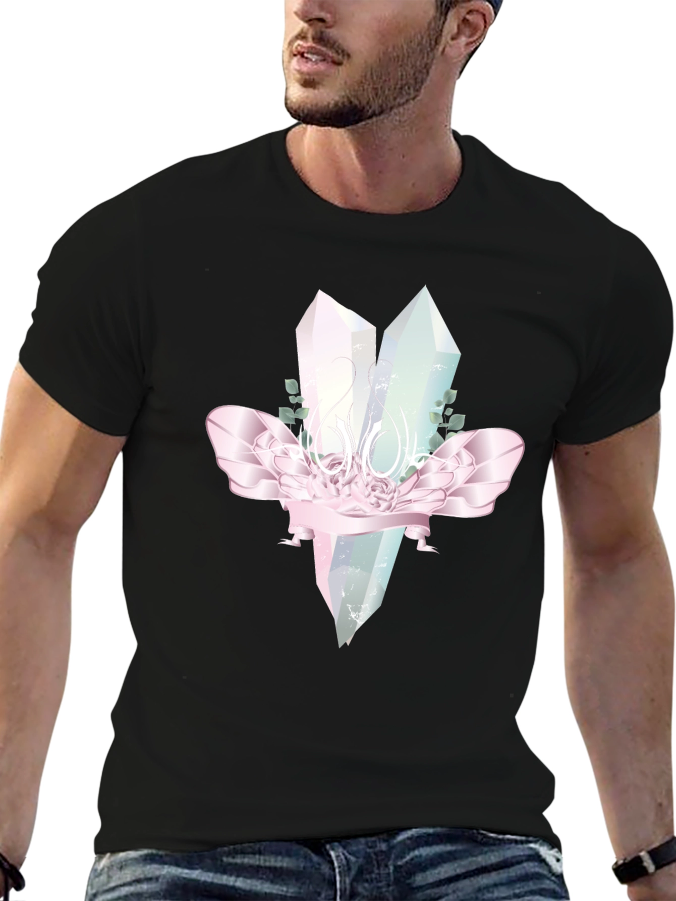 Crystal Gemstone Graphic Tee - Black