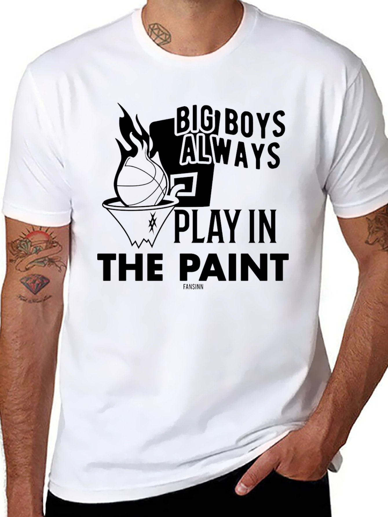 Big Boys Play in the Paint Basketball Graphic T-Shirt