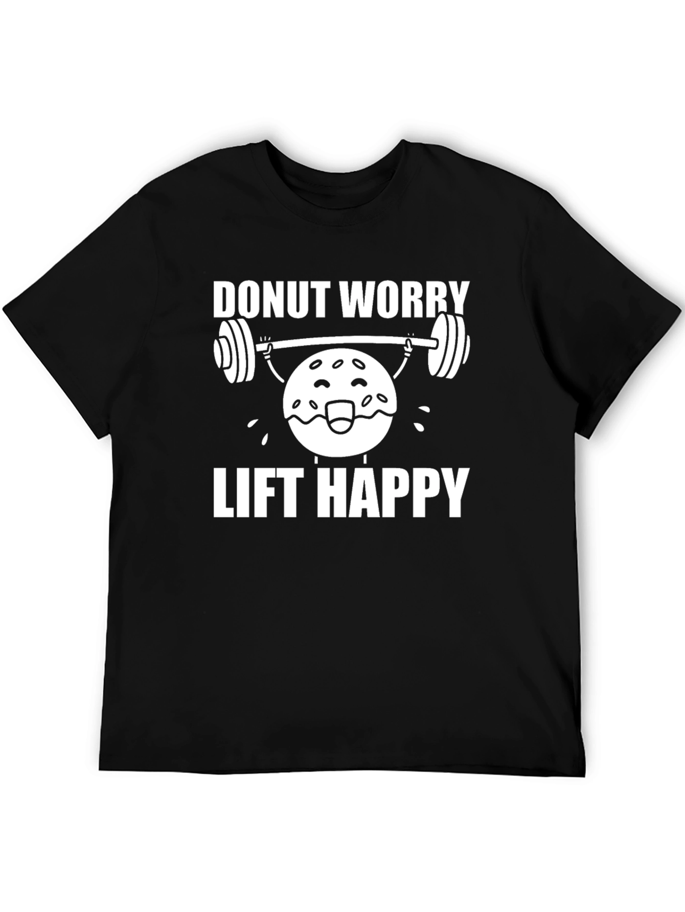 Donut Worry Lift Happy Black T-Shirt
