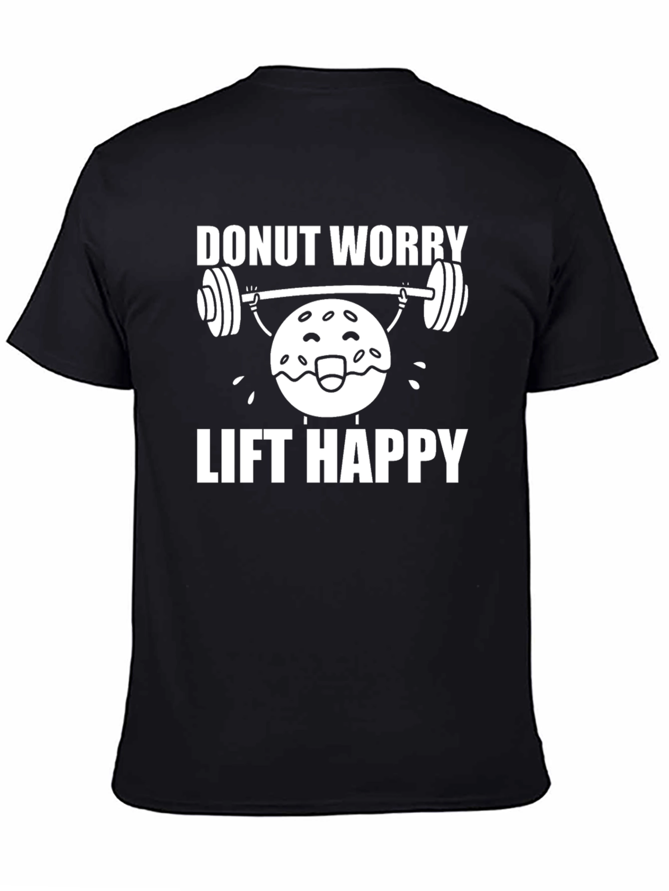 Donut Worry Lift Happy Black T-Shirt