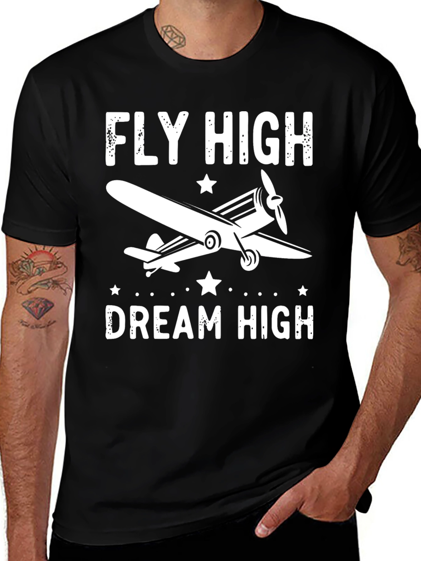 Fly High Dream High Airplane Graphic Tee