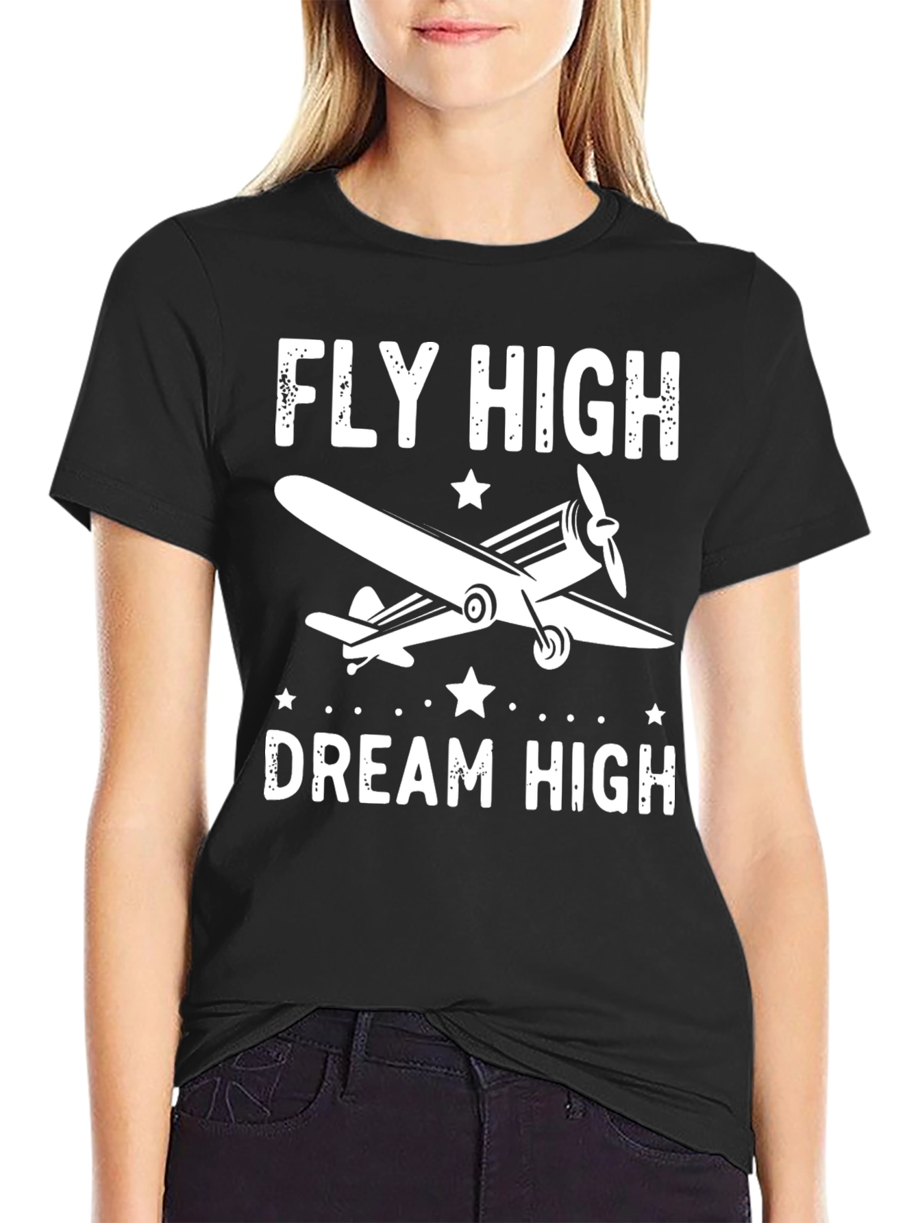 Fly High Dream High Airplane Graphic Tee