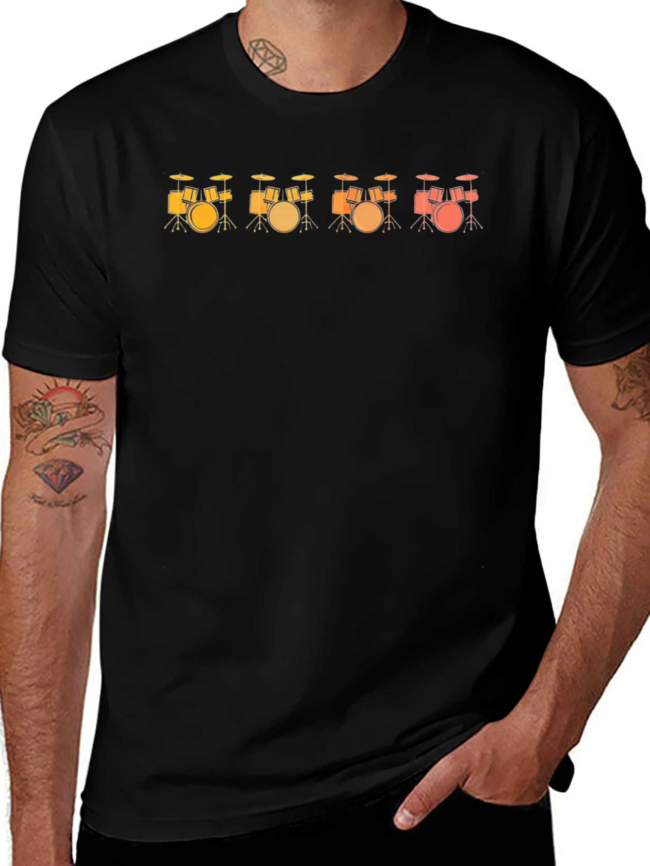 Drum Set Sunset Music T-Shirt