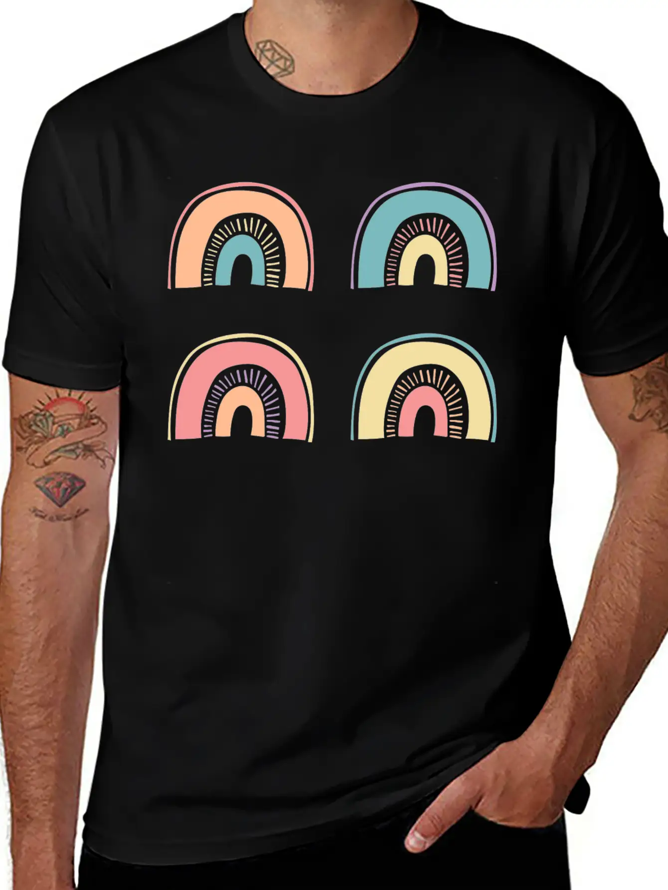 Multi Rainbow Unisex Casual T-Shirt – Clean Design For Daily Comfort