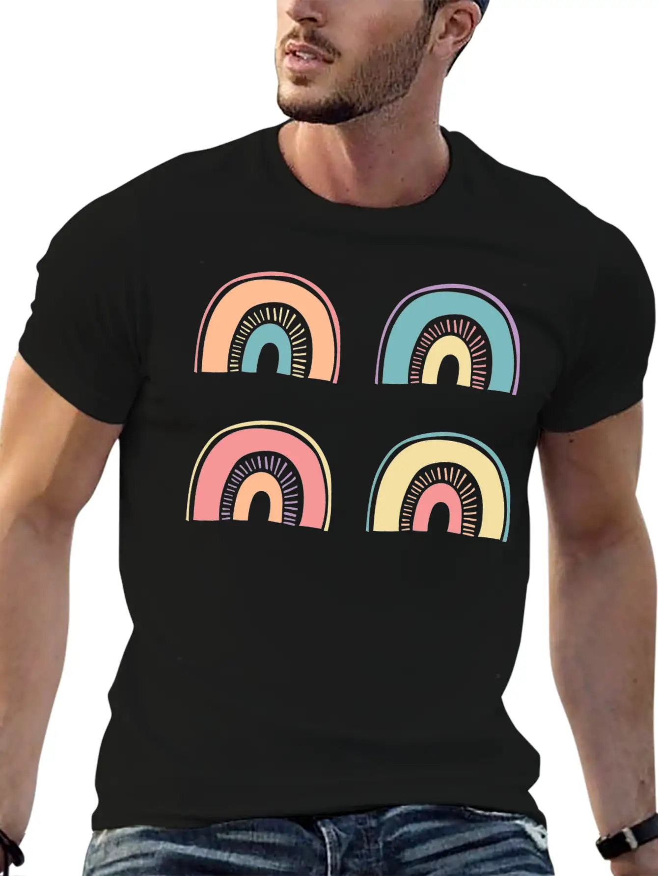 Multi Rainbow Unisex Casual T-Shirt – Clean Design For Daily Comfort
