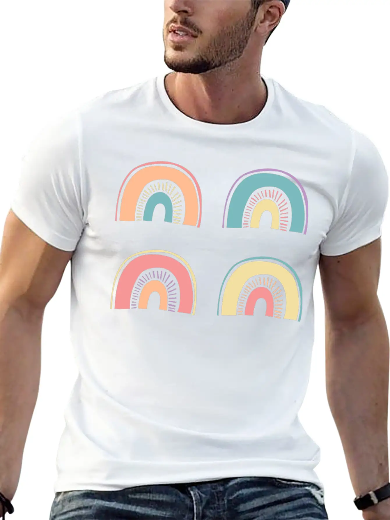 Multi Rainbow Unisex Casual T-Shirt – Clean Design For Daily Comfort