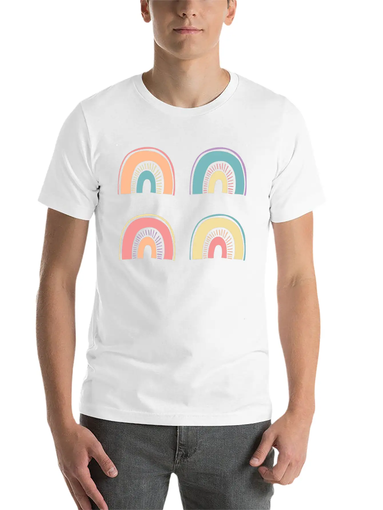 Multi Rainbow Unisex Casual T-Shirt – Clean Design For Daily Comfort