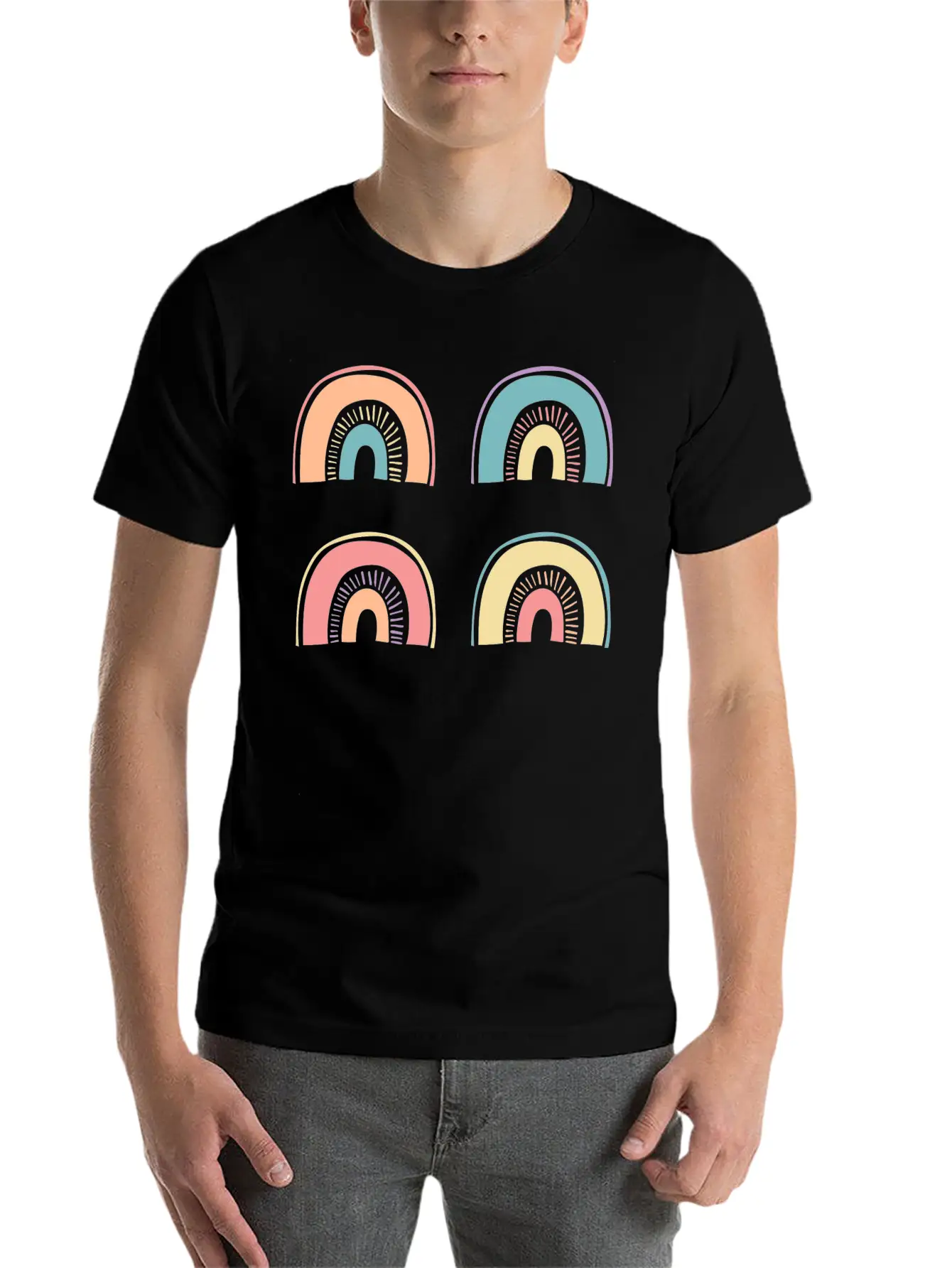 Multi Rainbow Unisex Casual T-Shirt – Clean Design For Daily Comfort