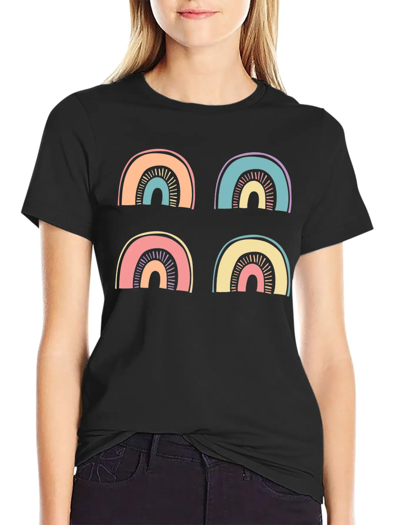 Multi Rainbow Unisex Casual T-Shirt – Clean Design For Daily Comfort