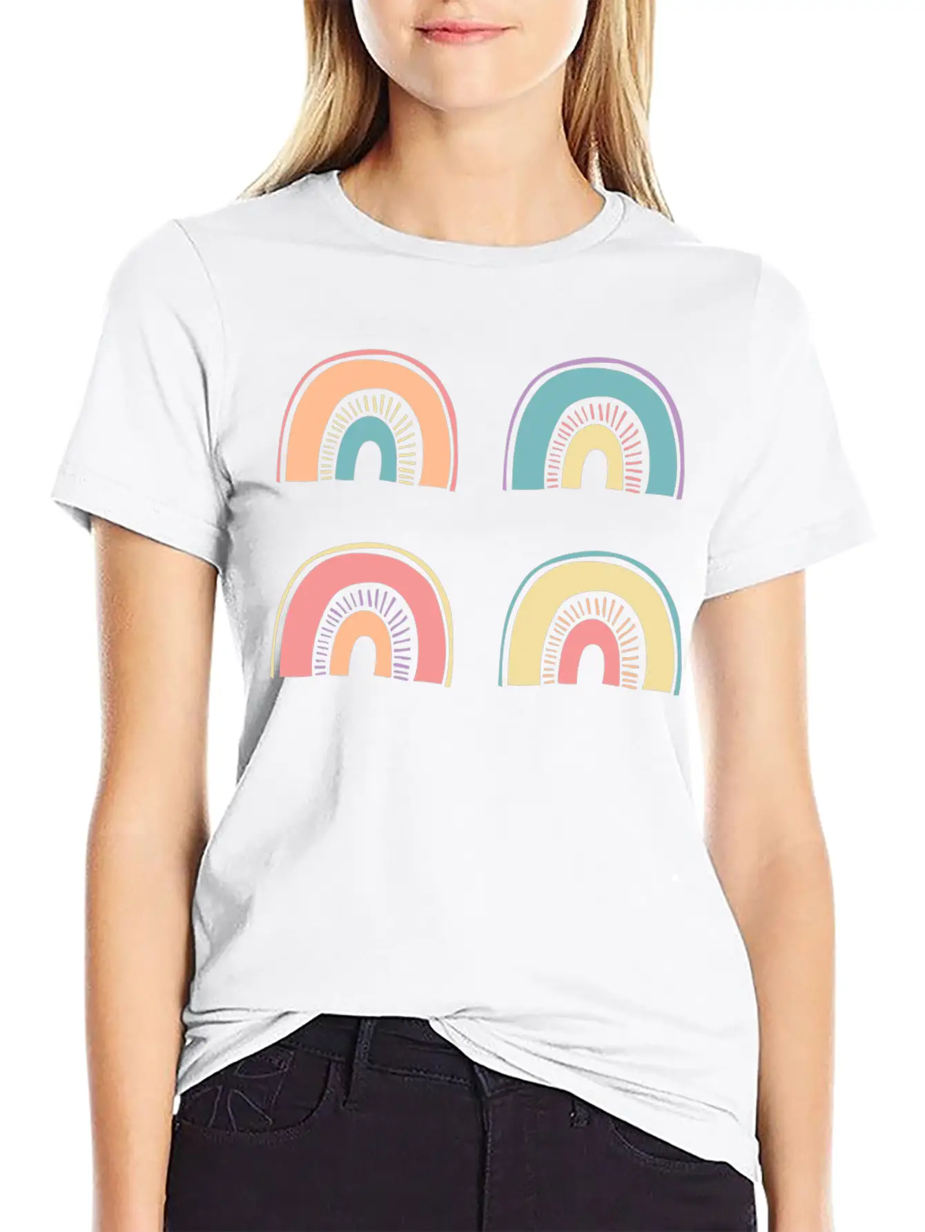 Multi Rainbow Unisex Casual T-Shirt – Clean Design For Daily Comfort