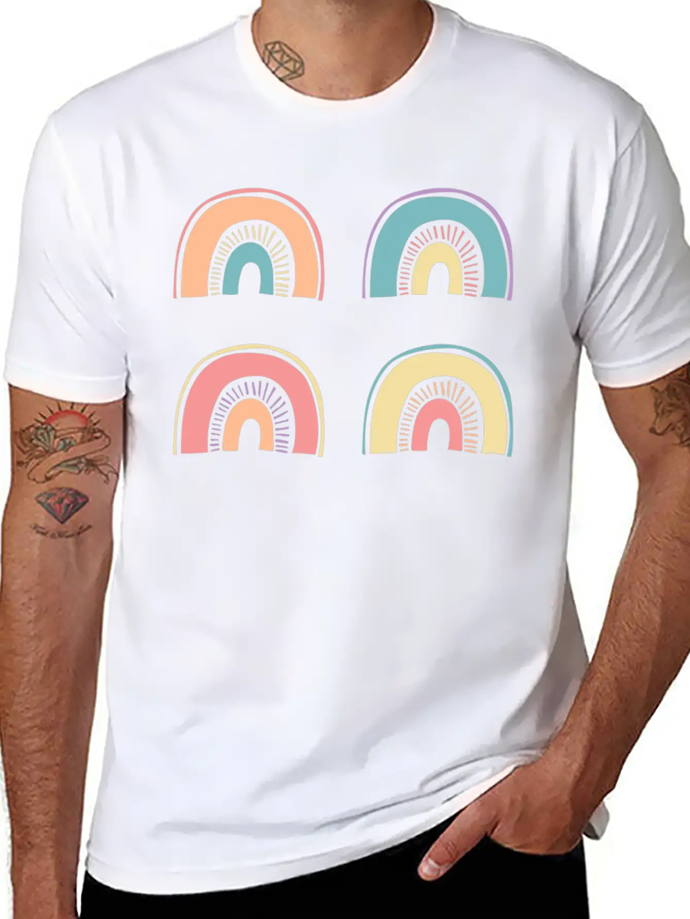 Multi Rainbow Unisex Casual T-Shirt – Clean Design For Daily Comfort