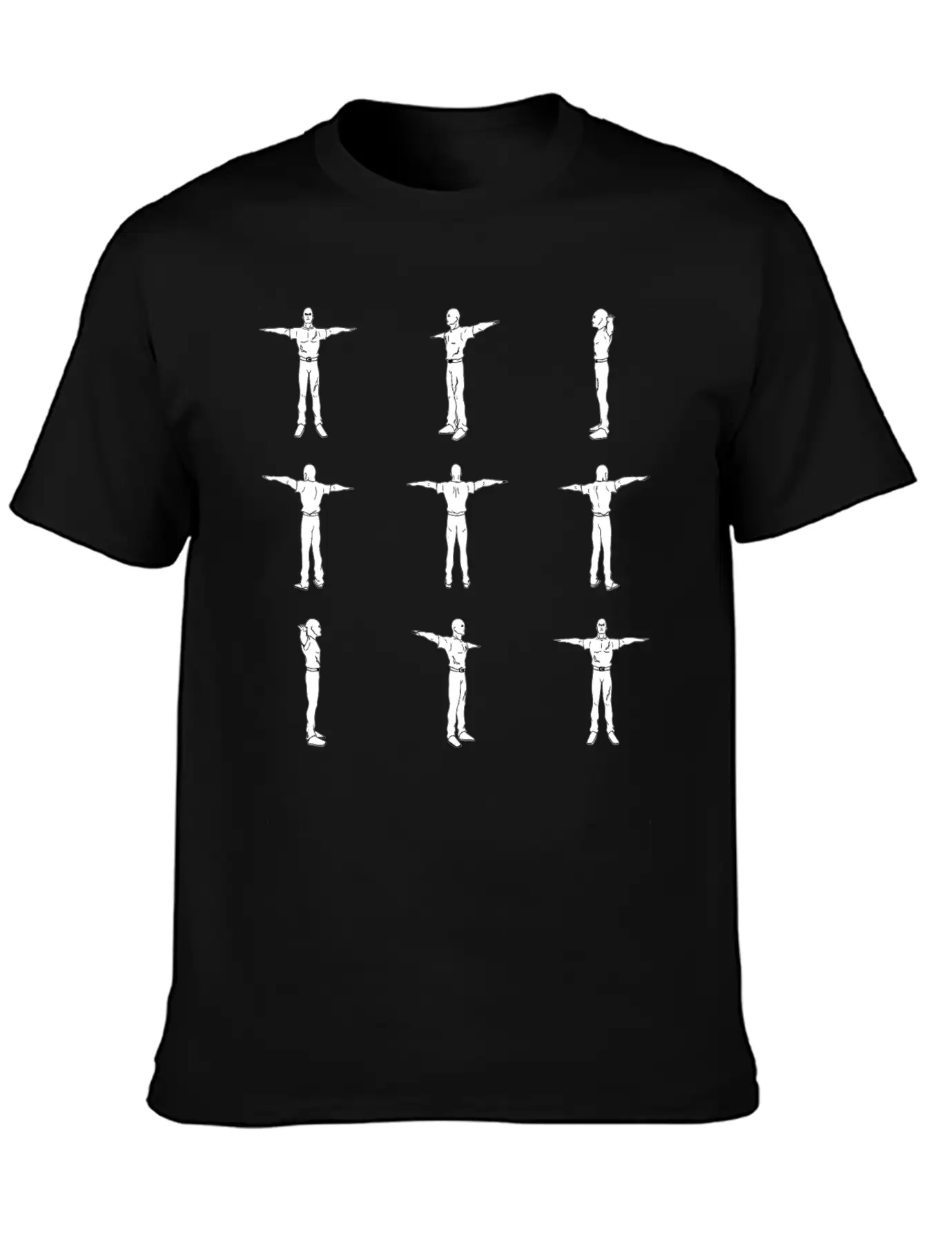 MultiAngle Man Animation Unisex Casual T-Shirt – Clean Design For Daily Comfort