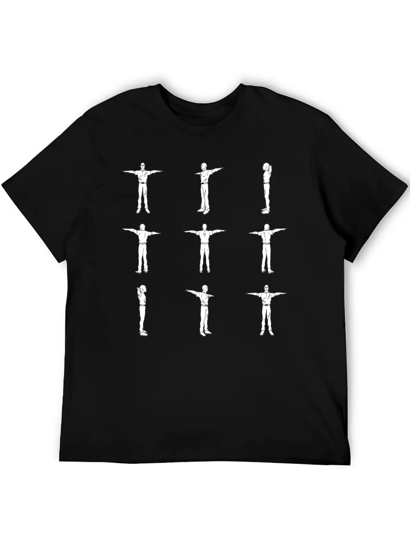 MultiAngle Man Animation Unisex Casual T-Shirt – Clean Design For Daily Comfort