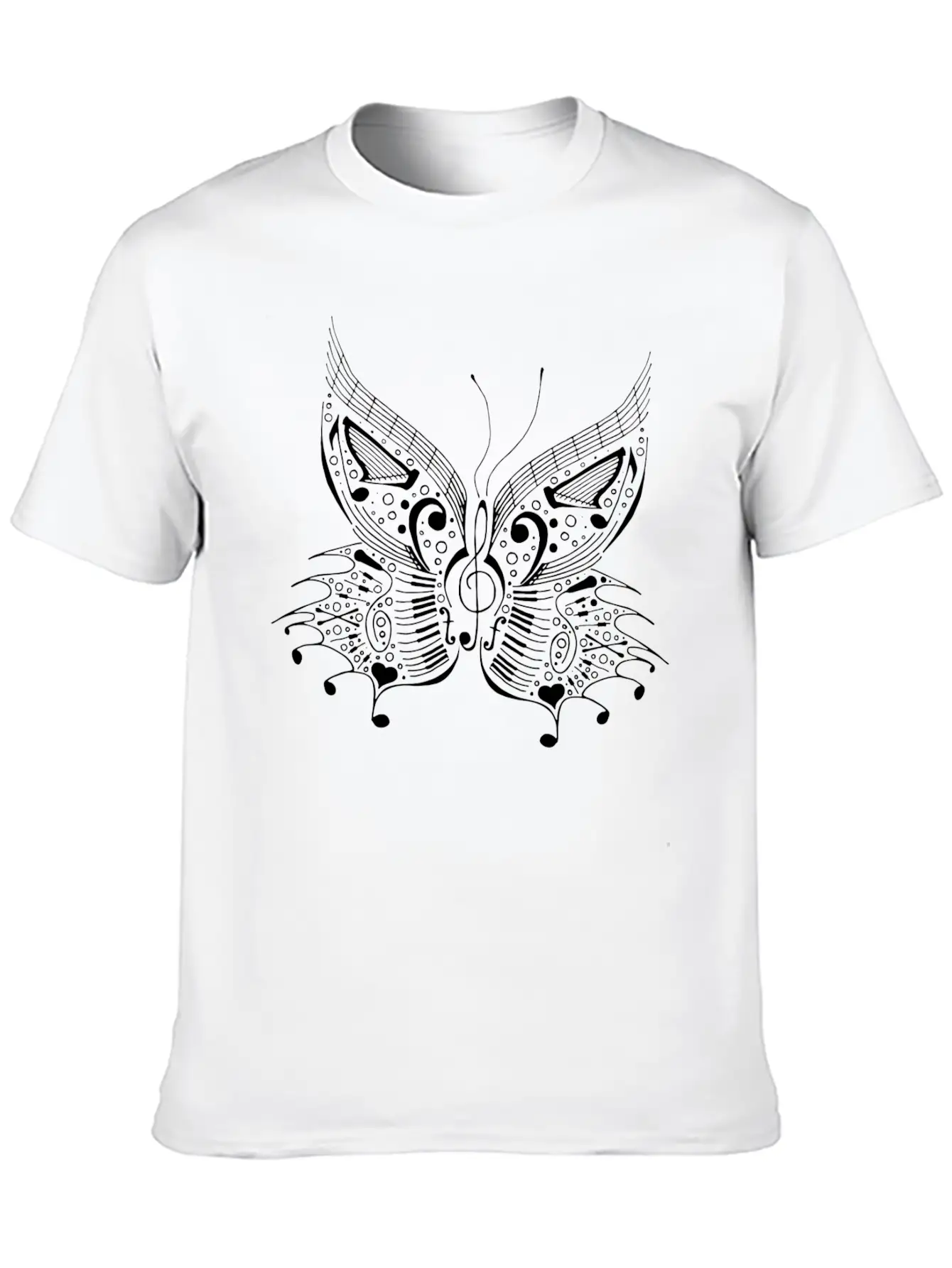 Music Butterfly White Unisex Casual T-Shirt – Clean Design For Daily Comfort