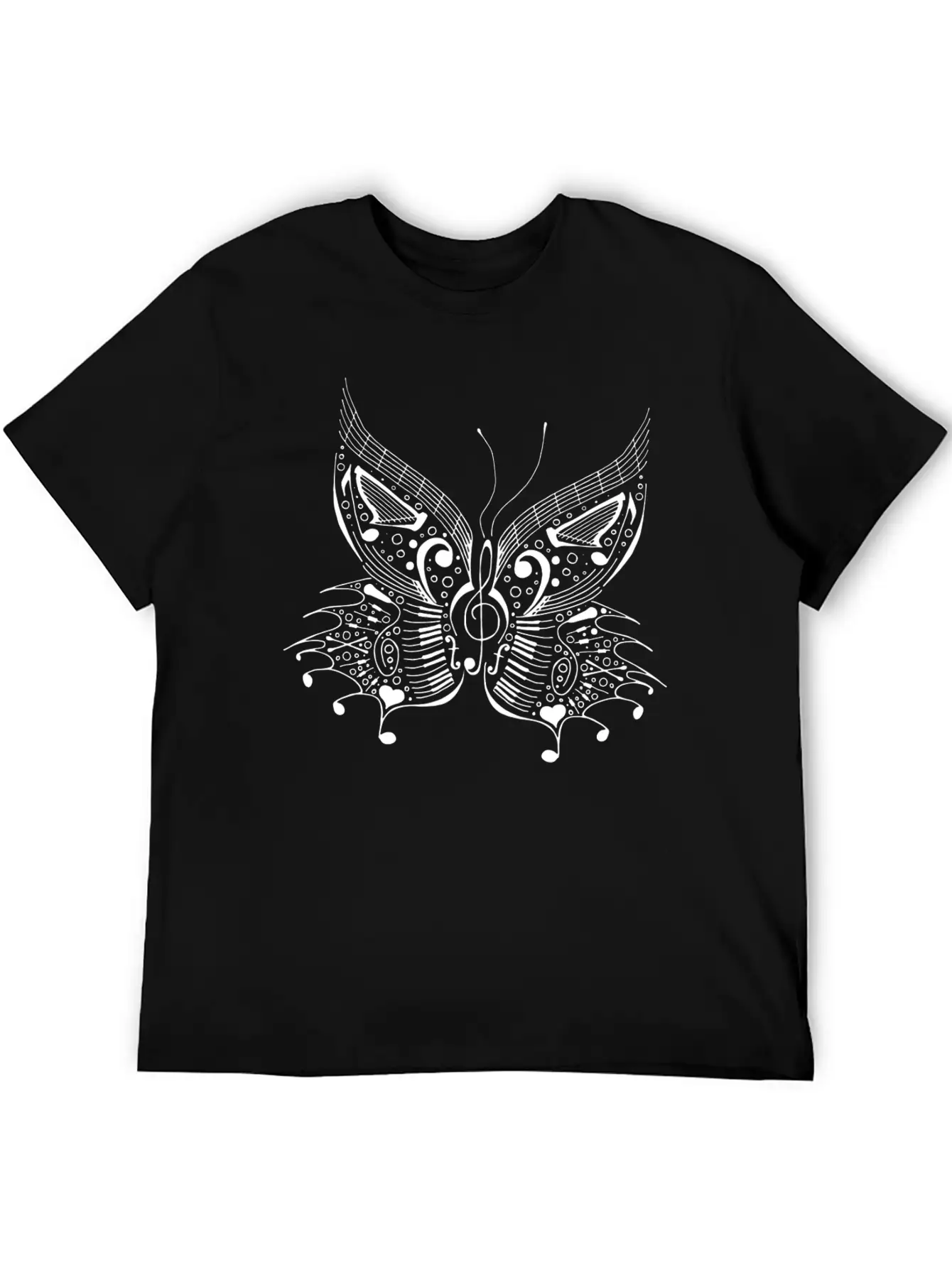 Music Butterfly White Unisex Casual T-Shirt – Clean Design For Daily Comfort