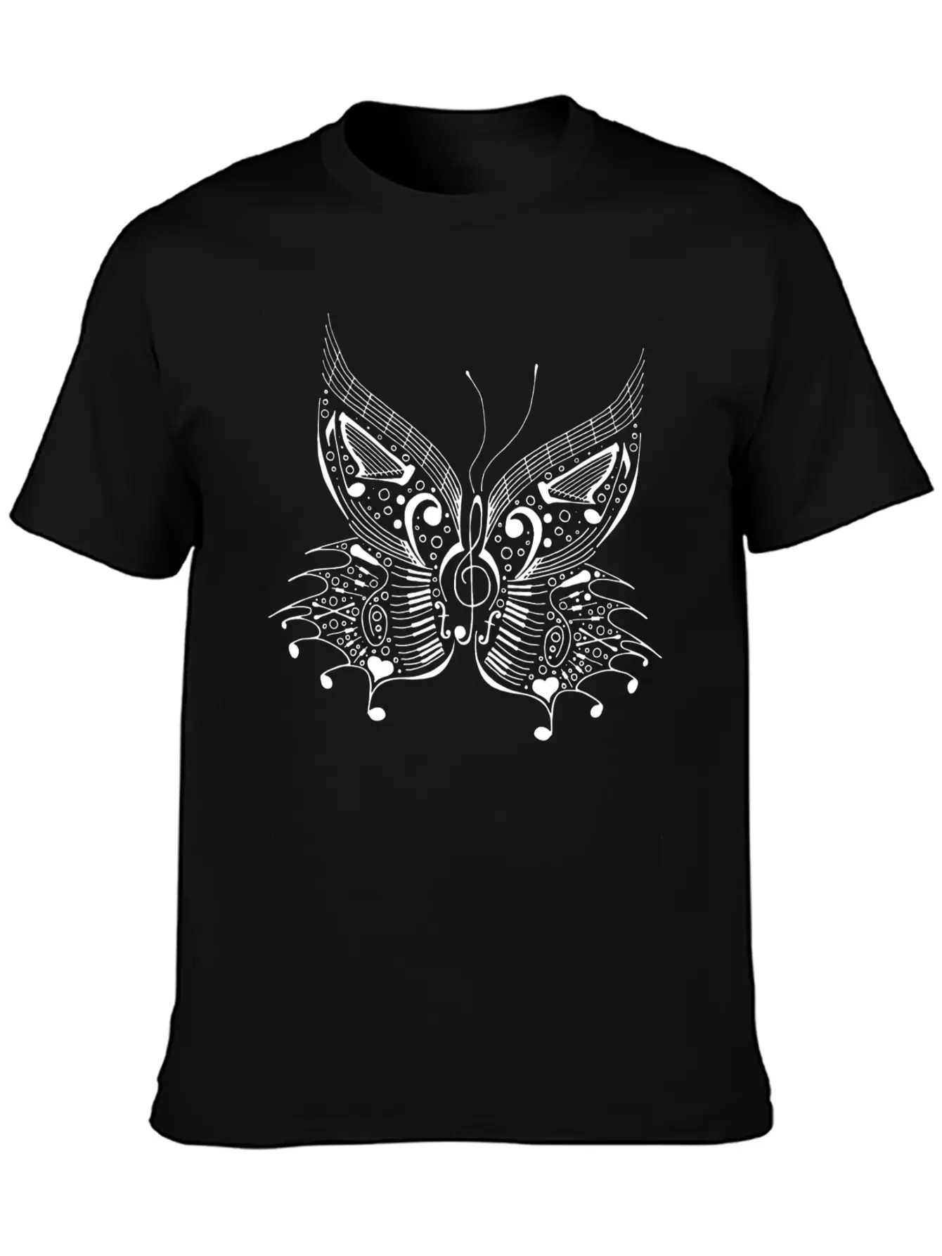 Music Butterfly White Unisex Casual T-Shirt – Clean Design For Daily Comfort