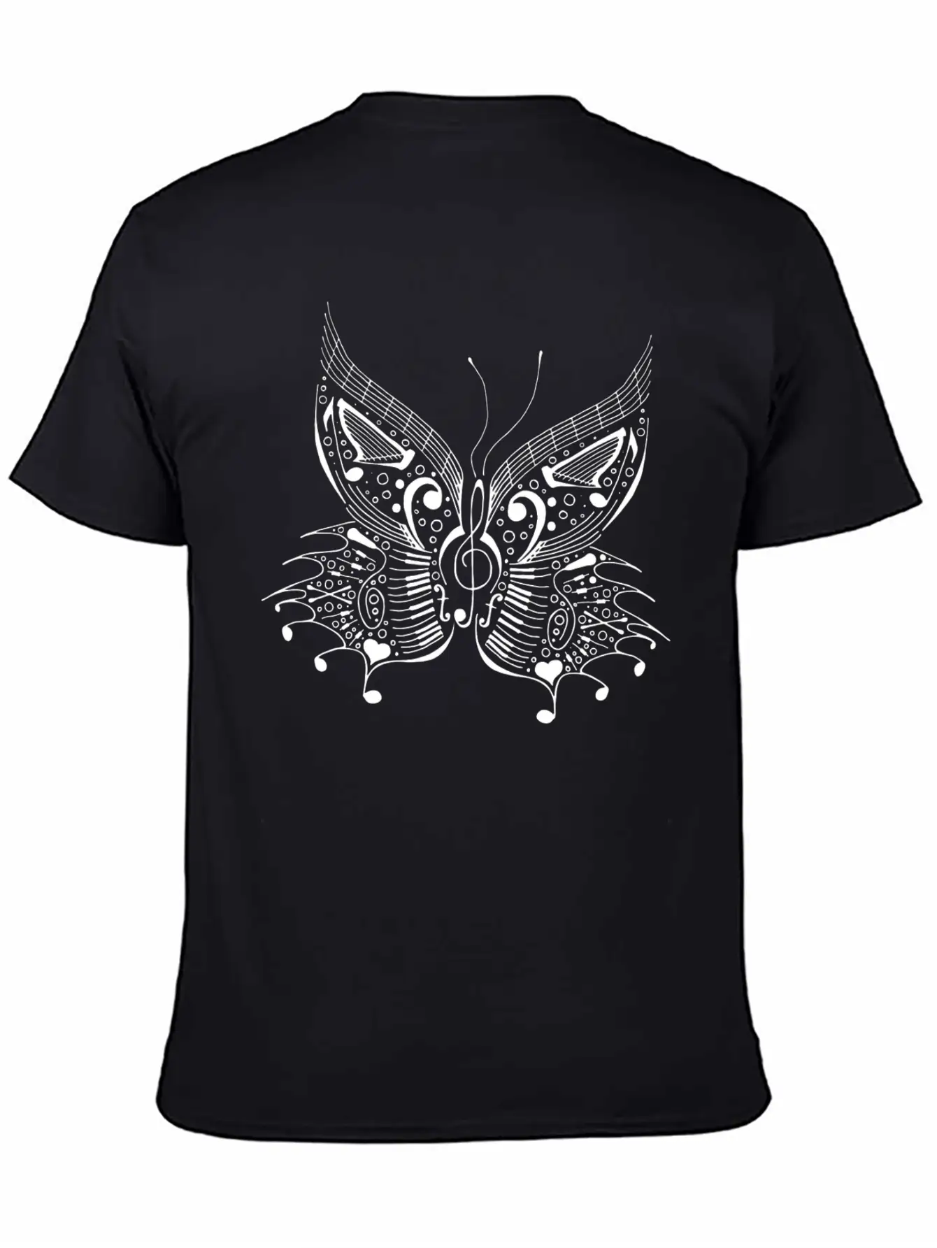 Music Butterfly White Unisex Casual T-Shirt – Clean Design For Daily Comfort