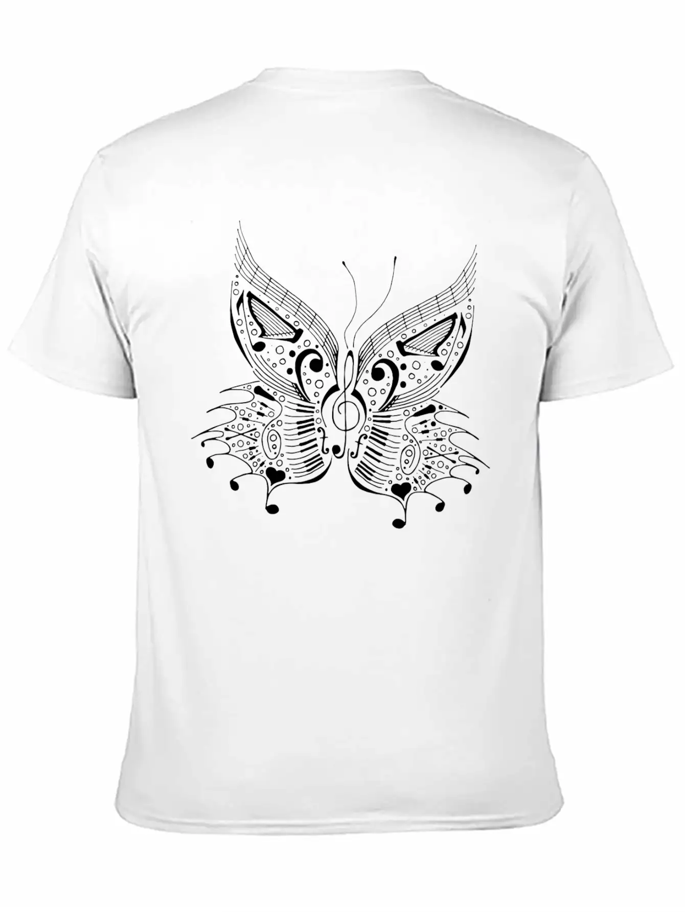 Music Butterfly White Unisex Casual T-Shirt – Clean Design For Daily Comfort