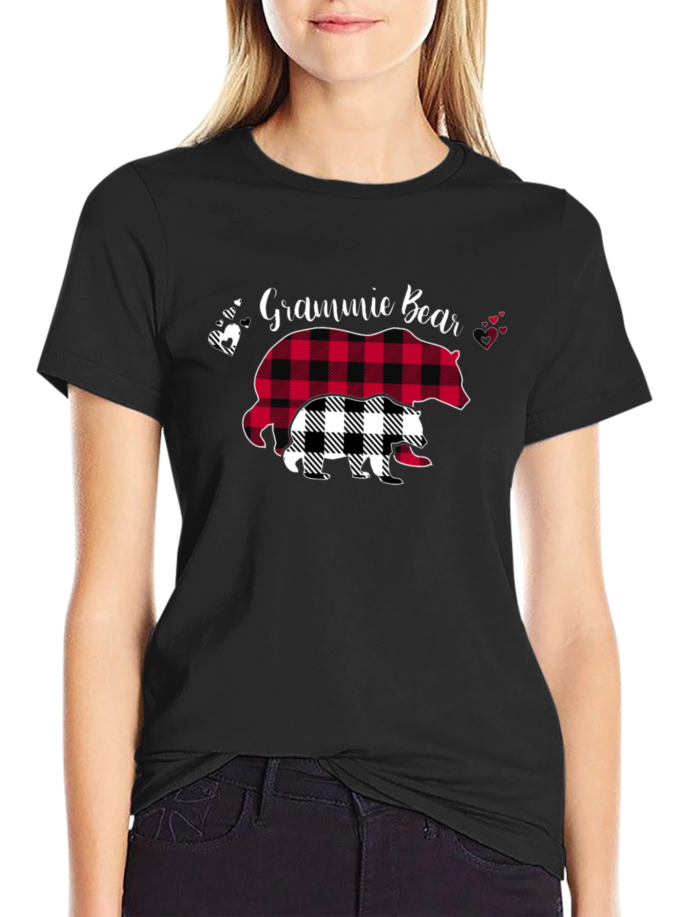 Grammie Bear Buffalo Plaid T-Shirt