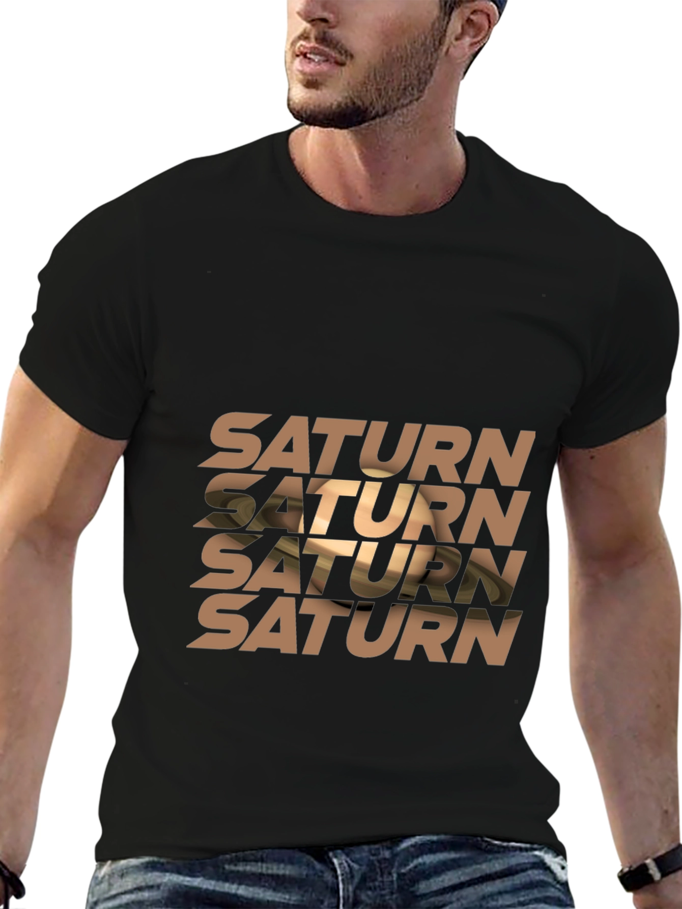Saturn Graphic Print T-Shirt - Stylish Space Tee