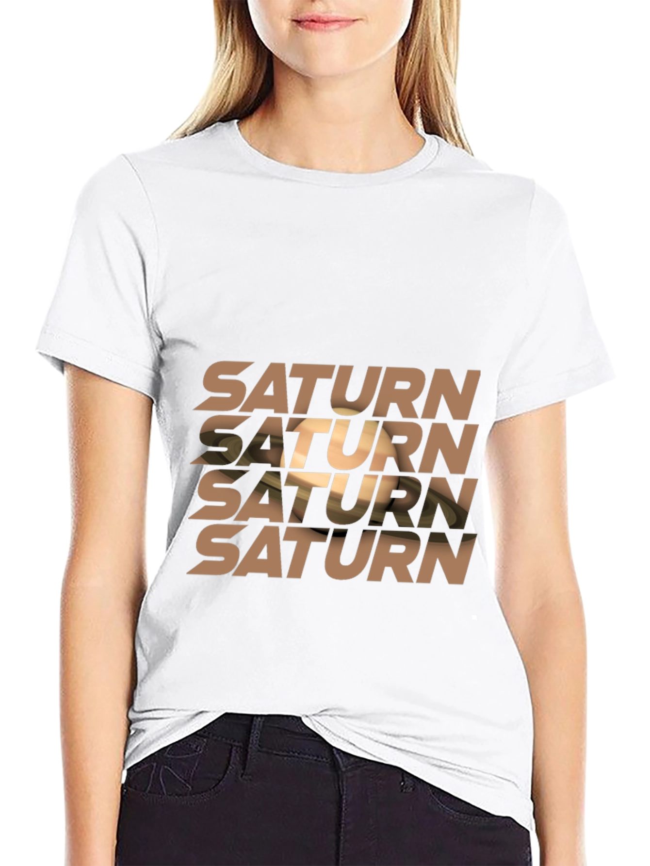 Saturn Graphic Print T-Shirt - Stylish Space Tee