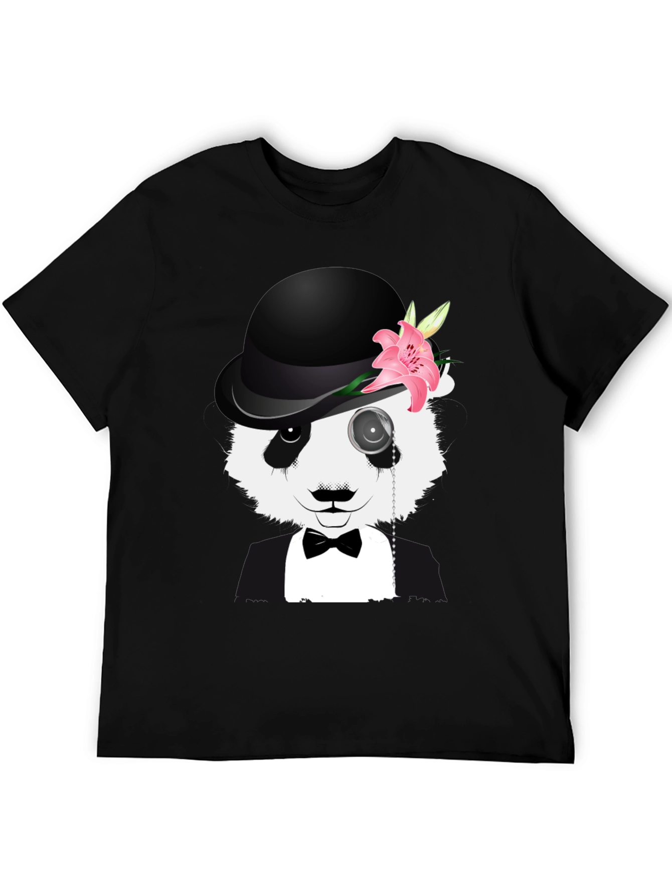 Panda Bowler Hat Monocle T-Shirt