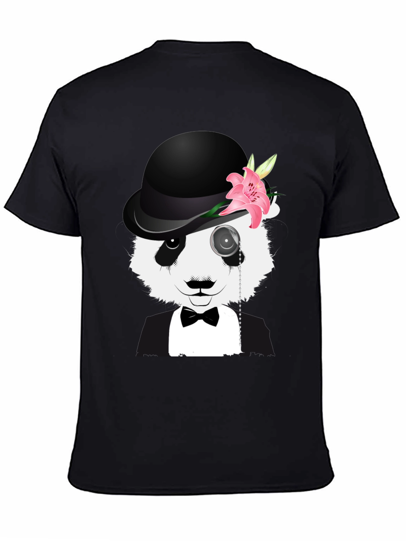 Panda Bowler Hat Monocle T-Shirt