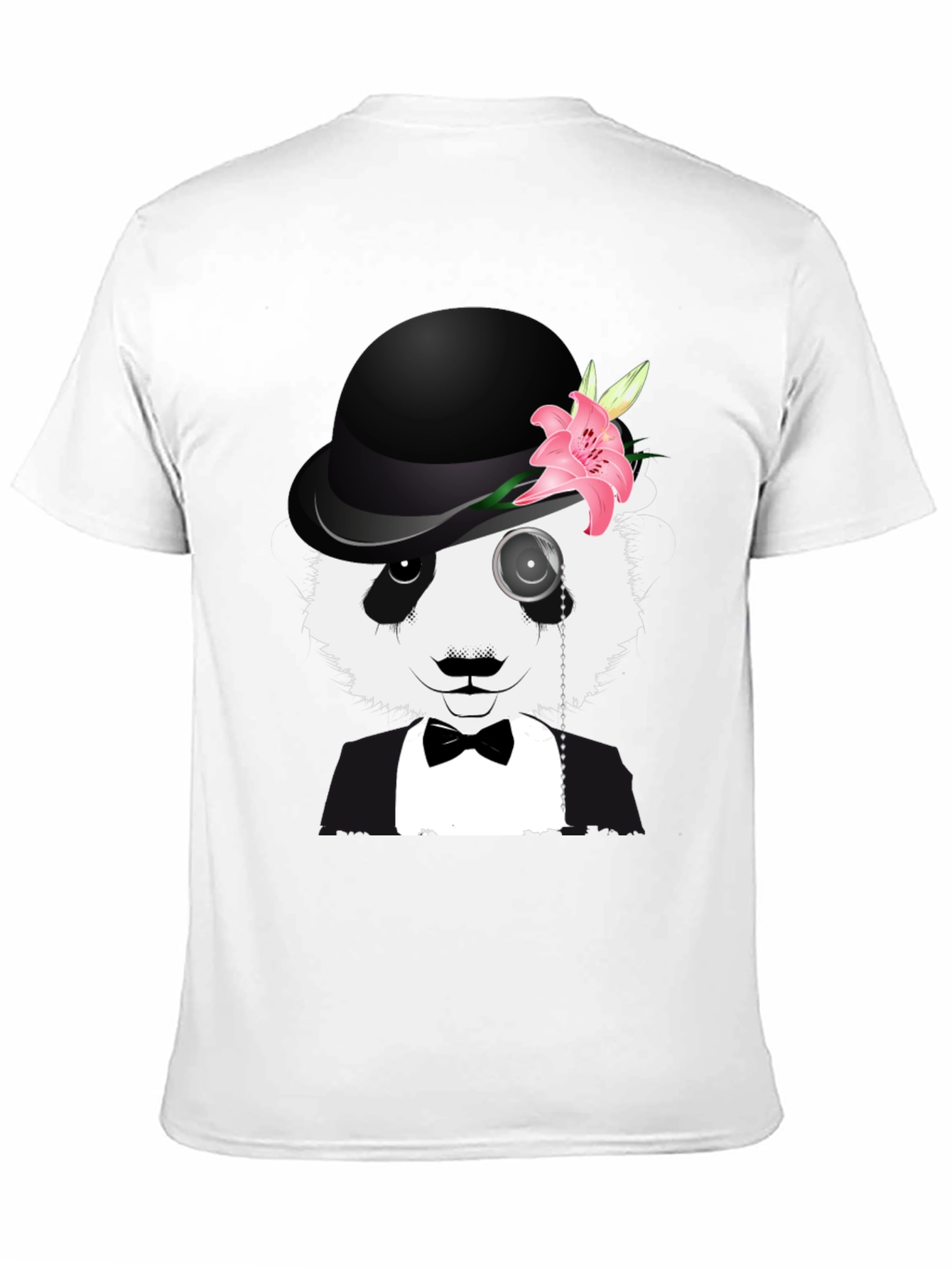 Panda Bowler Hat Monocle T-Shirt