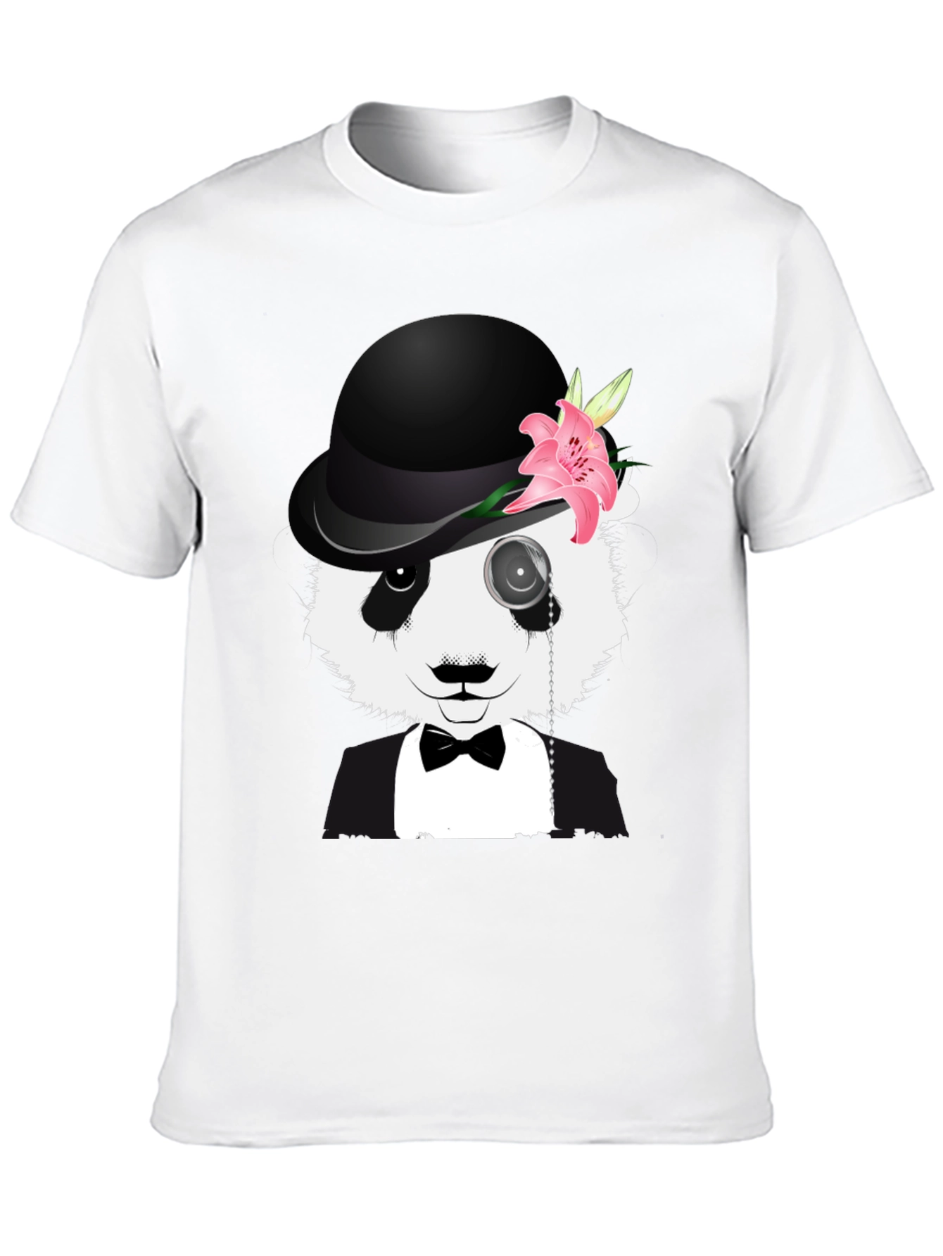 Panda Bowler Hat Monocle T-Shirt