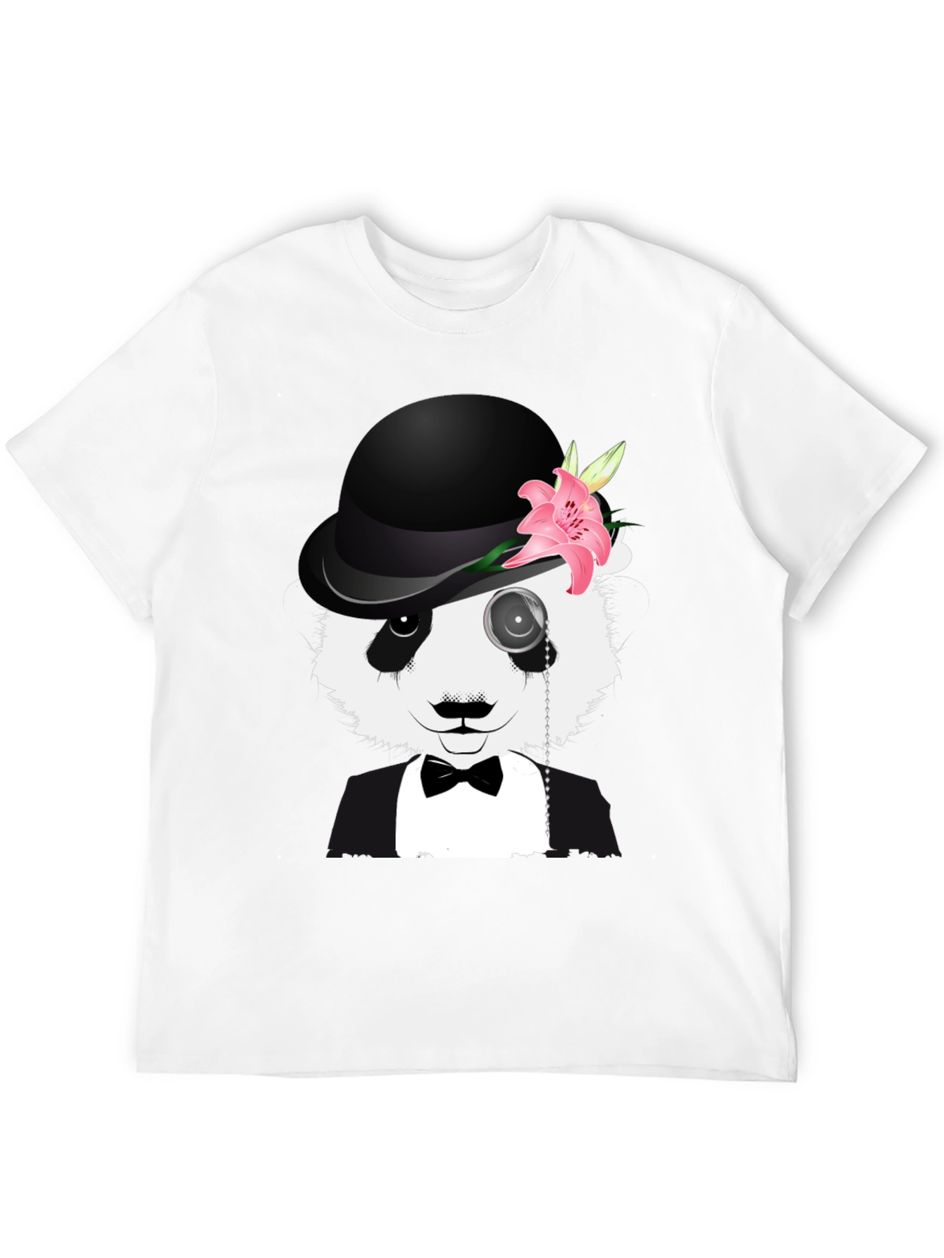 Panda Bowler Hat Monocle T-Shirt