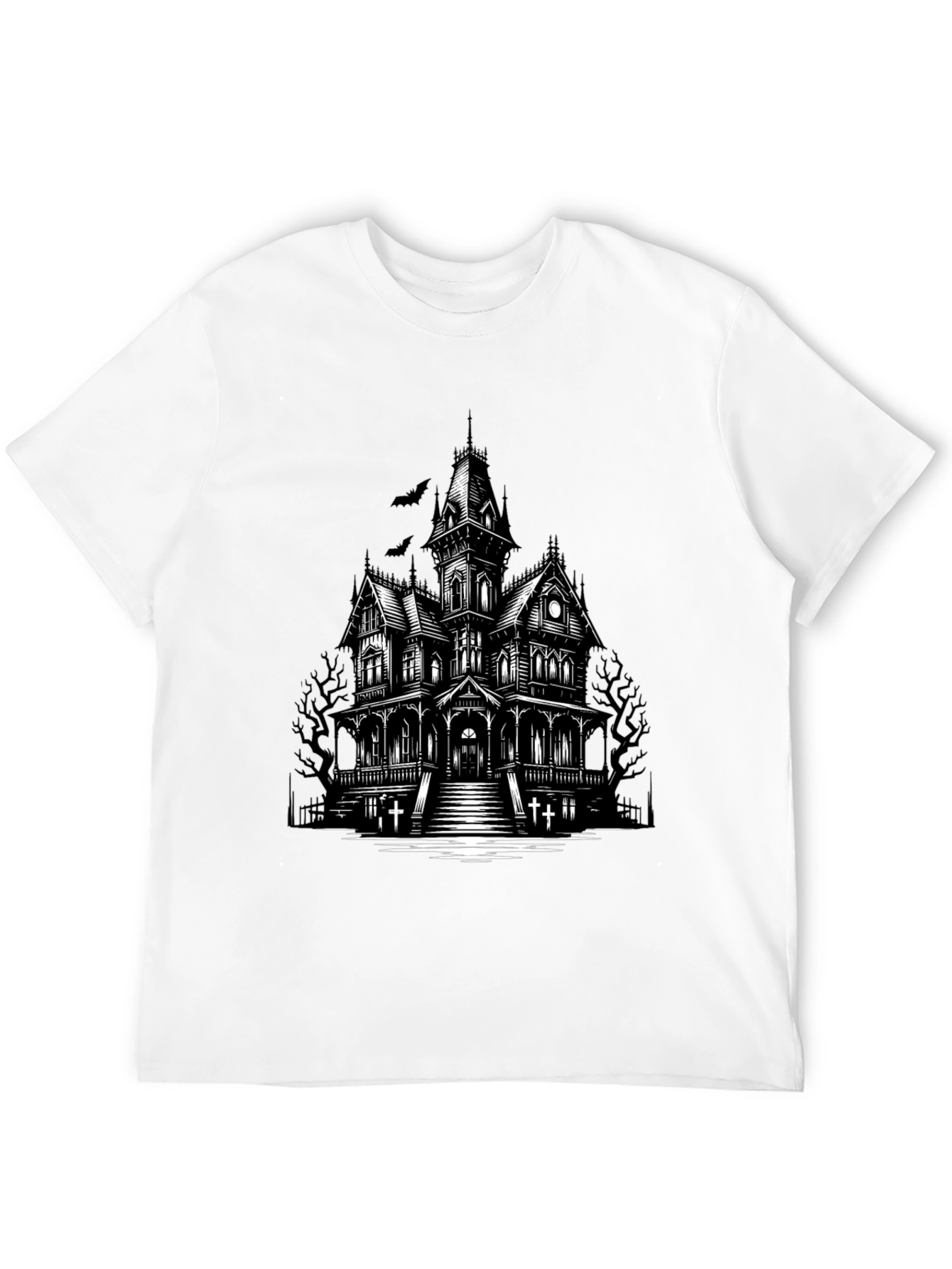 Haunted House Graphic Tee - Spooky Halloween Shirt
