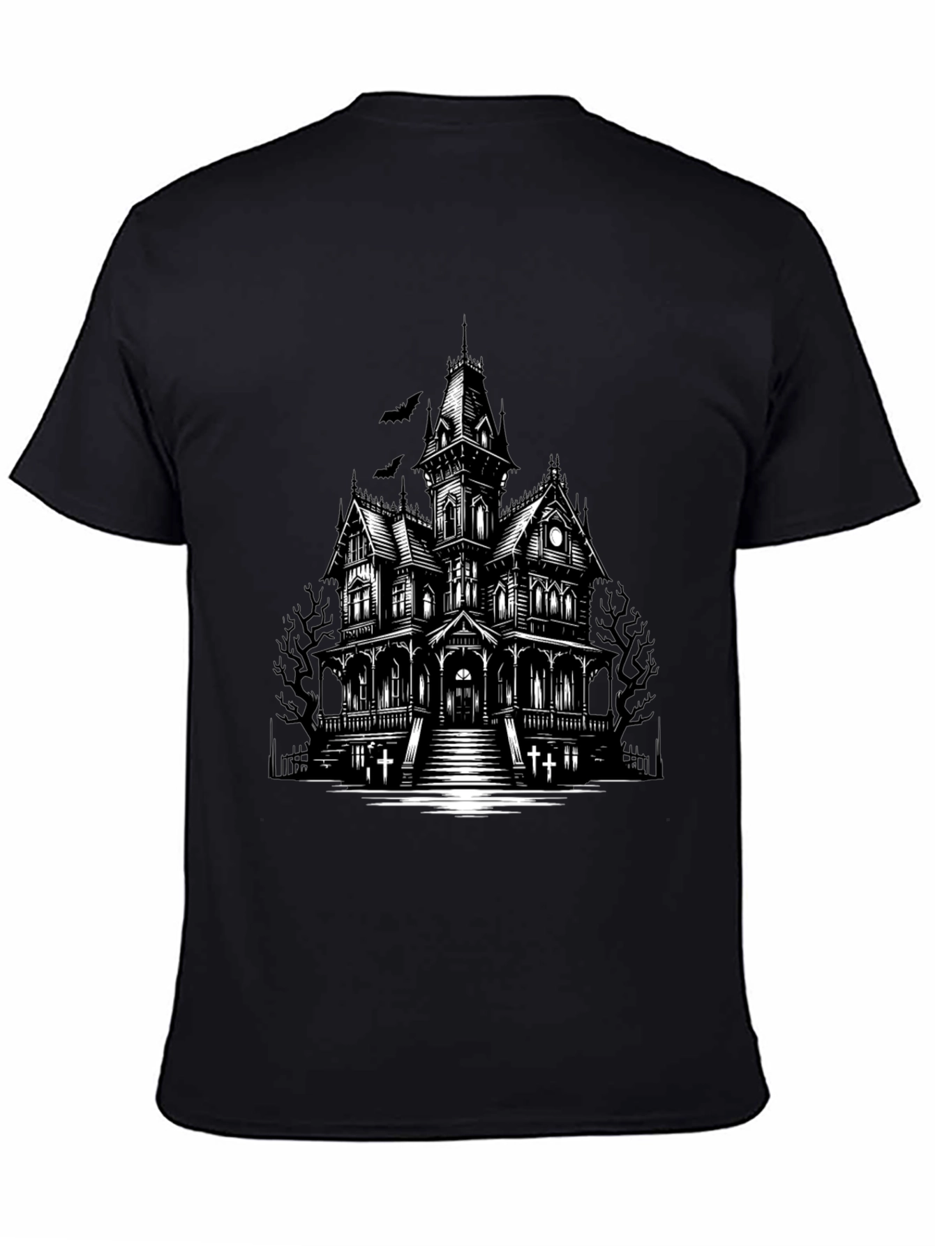 Haunted House Graphic Tee - Spooky Halloween Shirt