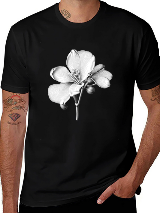 Floral Print Black Tee