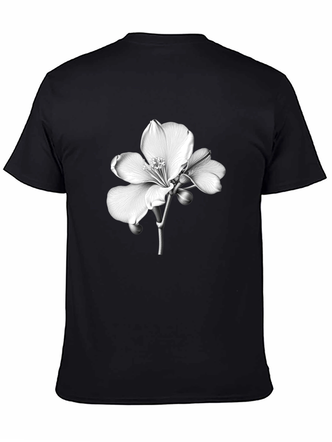 Floral Print Black Tee