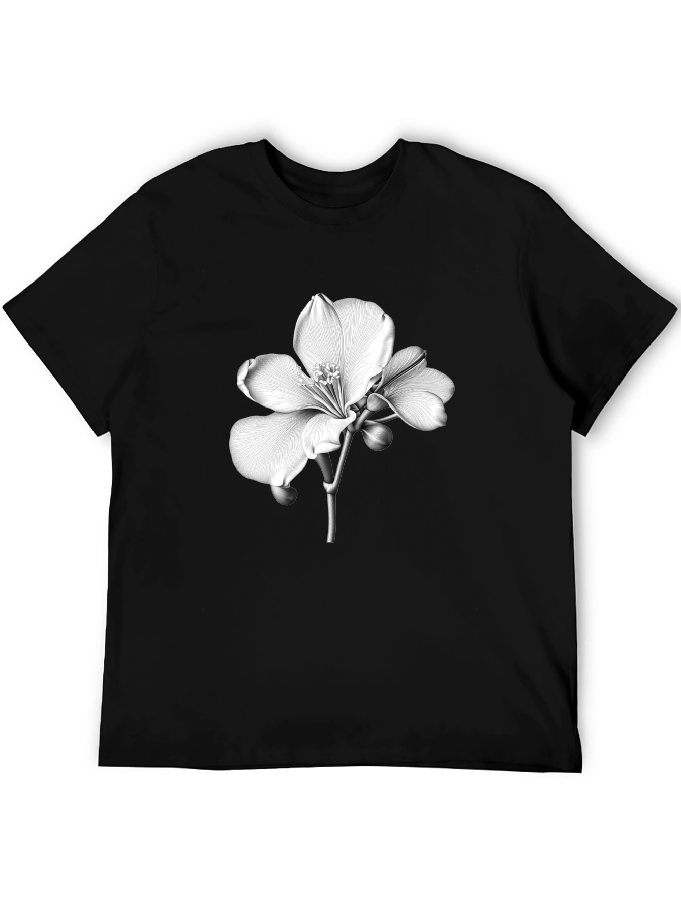 Floral Print Black Tee