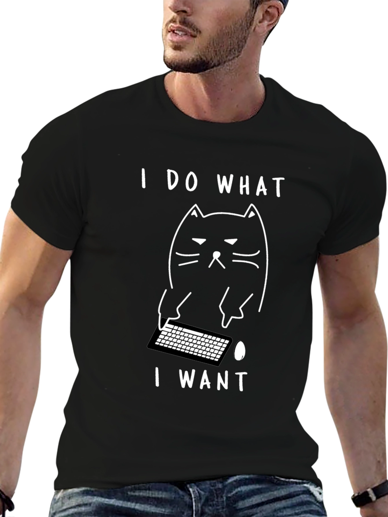 Funny Cat I Do What I Want Black T-Shirt