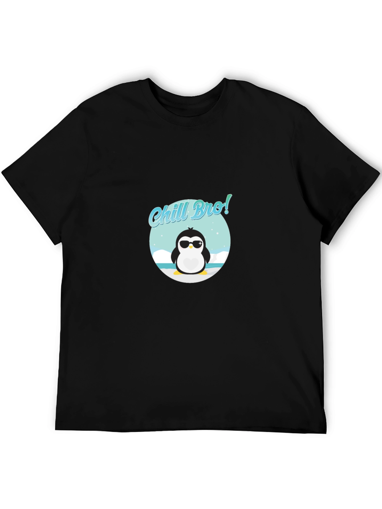 Chill Bro Penguin Graphic Tee - Black Cotton T-Shirt