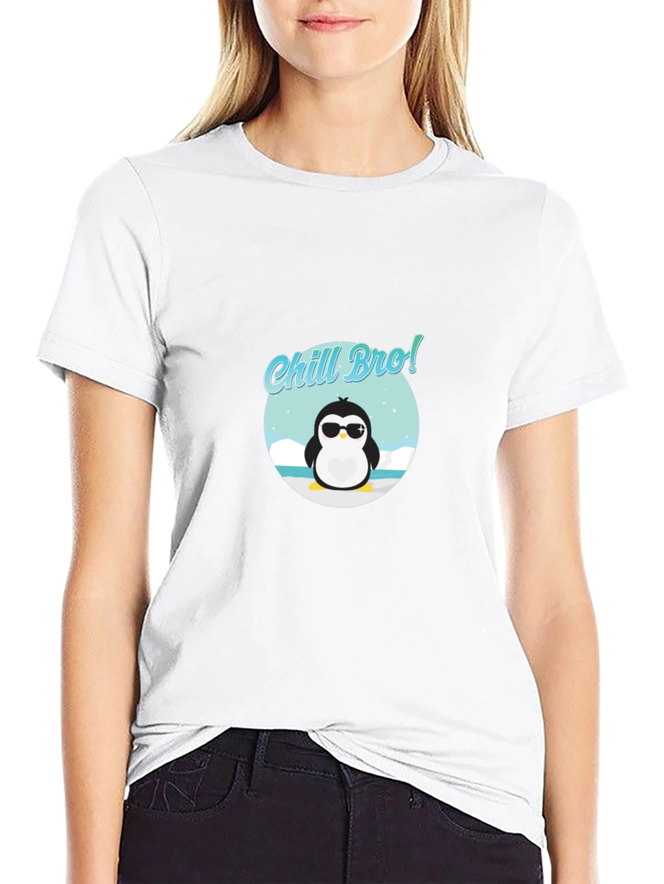 Chill Bro Penguin Graphic Tee - Black Cotton T-Shirt
